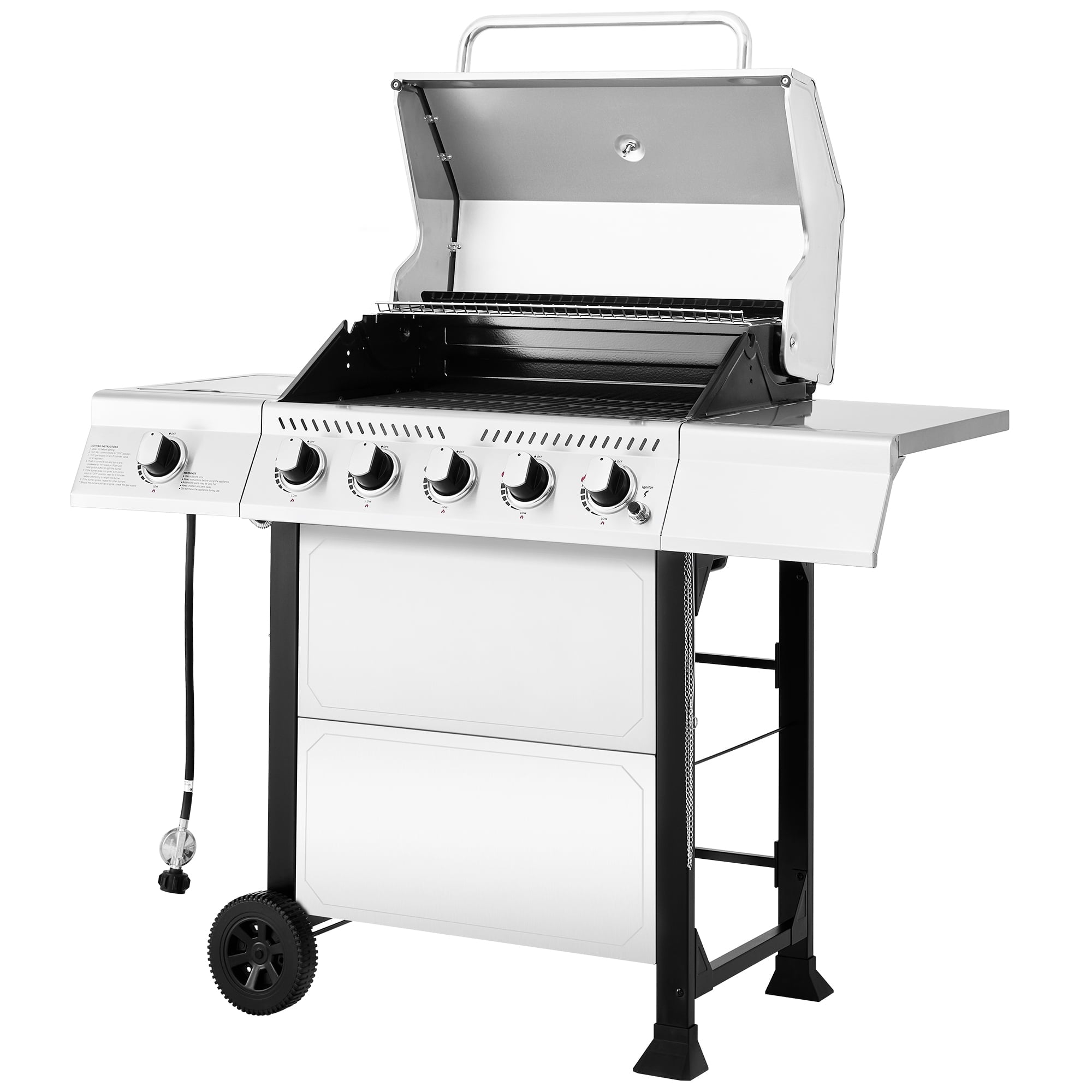 Royal Gourmet GA5401T 5-Burner BBQ Liquid Propane Gas Grill with Side Burner, Stainless Steel 60,000 BTU Barbecue Grill for Patio Garden Picnic Backyard Party, Silver Royal Gourmet