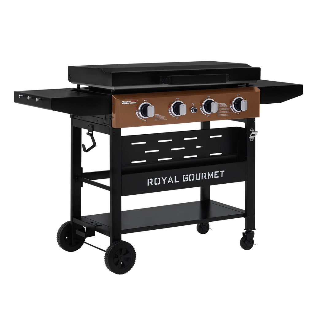 Royal Gourmet GB4000PY 4-Burner Gas Griddle with Hood, Griddle with Collapsible Side Shelves,Perfect for Outdoor Cooking Royal Gourmet