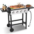 4-Burner Flat Top Gas Grill with Stainless Steel Griddle, Includes Cover & Regulator - Perfect for Camping, Tailgating, Backyards Born Free