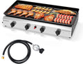 4-Burner Portable Propane Griddle with Nonstick Enameled Cooking Surface, 40,000 BTU Tabletop Flat Gas Grill for Outdoor Cooking, Camping, Tailgating Unbranded