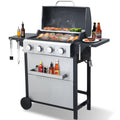 4-Burner Propane Gas Grill - 34,200 BTU BBQ Grill, Stainless Steel Control Panel, Easy Ignition, Temperature Gauge, 2 Enameled Cooking Grids for Backyard BBQ Gas Grills
