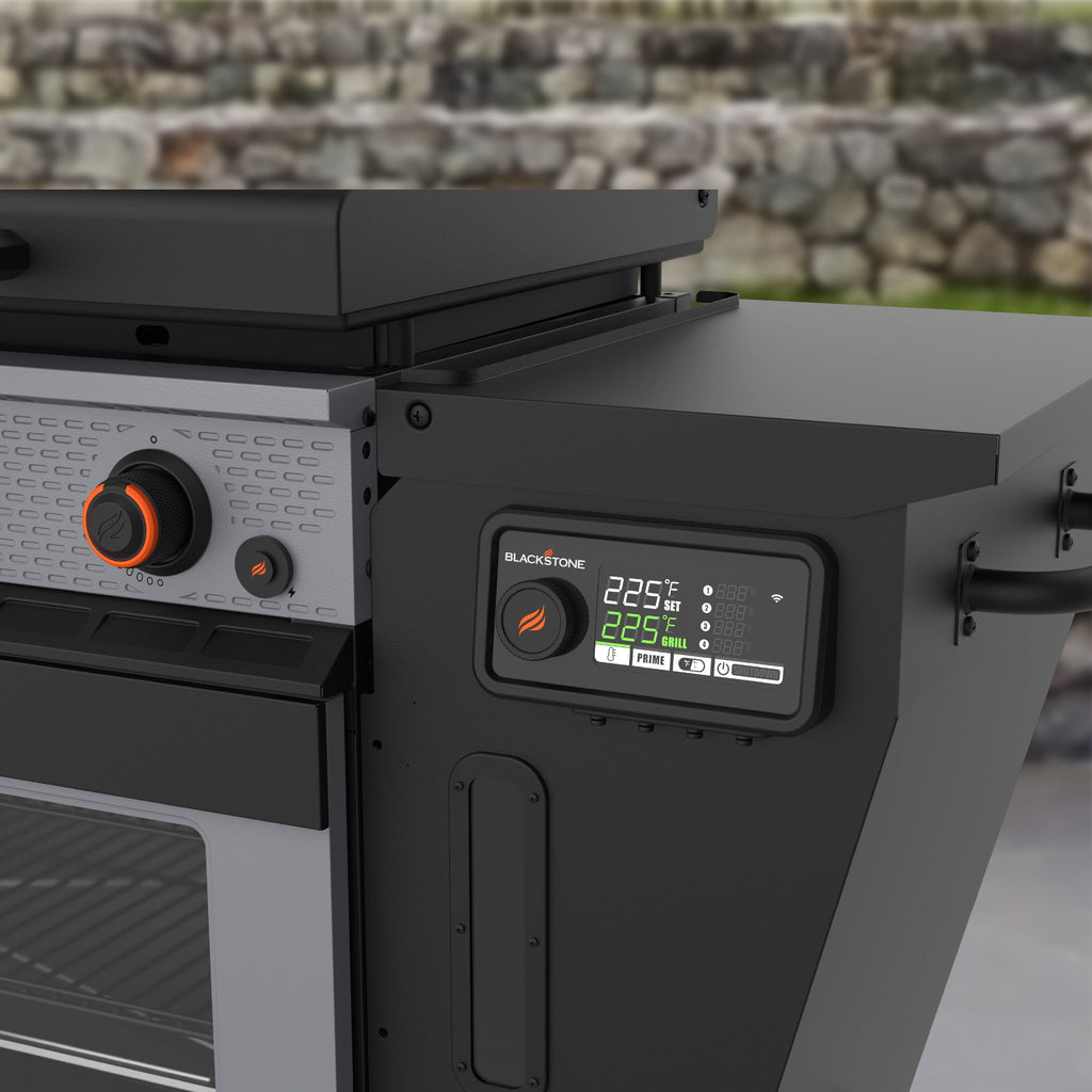 Blackstone Bronco Outdoor Combo Griddle, 36 Inch 4-Burner Flat Top Grill with Vertical Pellet Smoker Blackstone