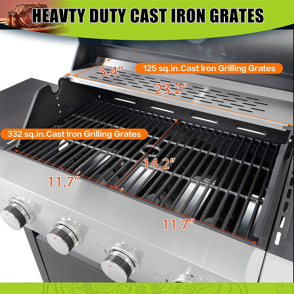 Lohasly 4-Burner Black Propane Gas Grill Gas Grills