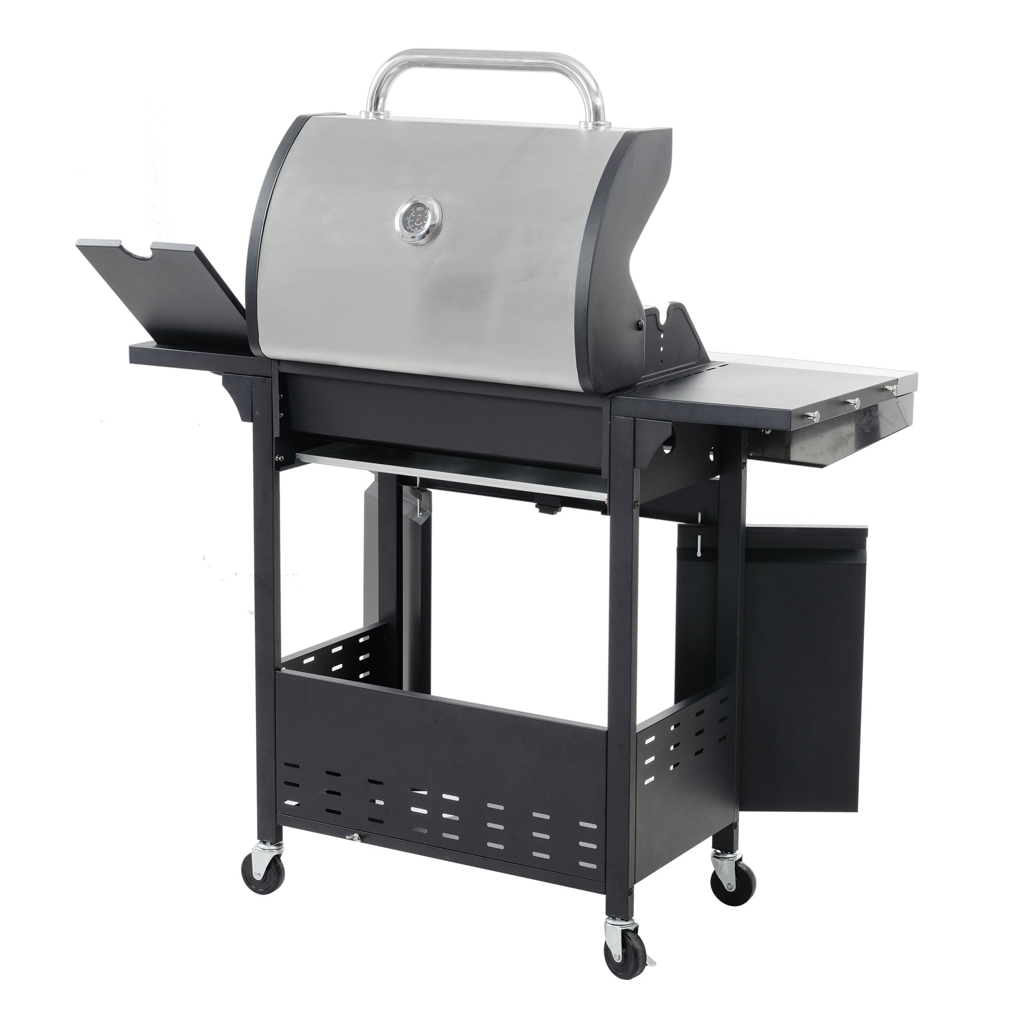 4 Burner Stainless Steel Gas Grill with Side Burner, 46,500 BTU Barbecue Propane Grill for Outdoor Patio Garden Camping, Black&Silver Gas Grills