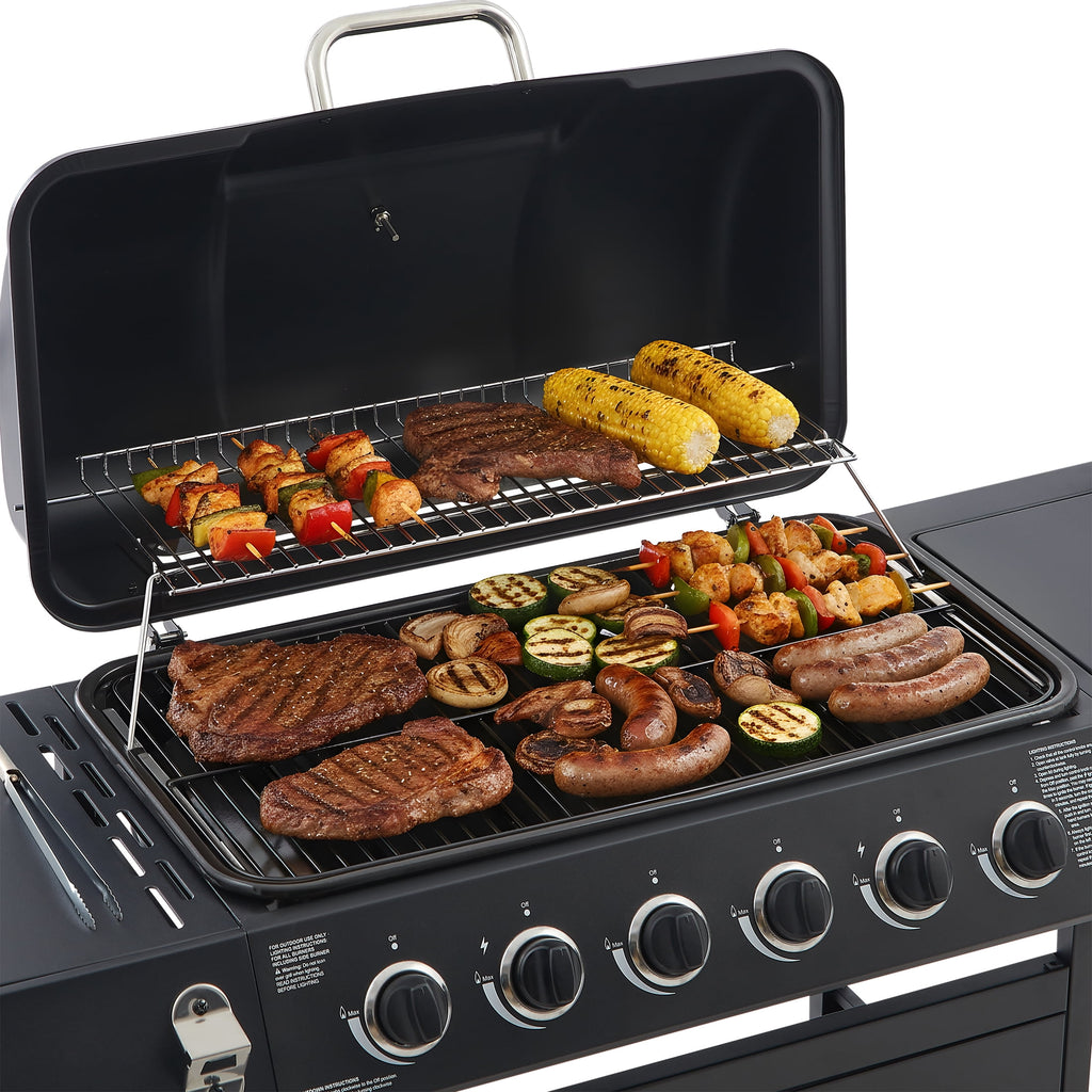 7-Burner Propane Gas Grill, 72,000 BTU Output, 576 Sq. In. BBQ Grill with Side Burner, Cast Iron Grates, and Integrated Propane Tank Storage for Outdoor Kitchen & Patio My Store