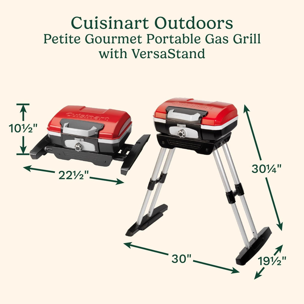 Cuisinart CGG-180 Petite Gourmet Portable 5,500 BTU Versastand Gas Grill, Red Cuisinart