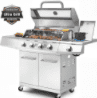 30000 BTU Gas Grill with 4 Universal Wheels, 3 Burners Outdoor BBQ Grill with Steel Brush & Thermometer for Outdoor Camping Gas Grills