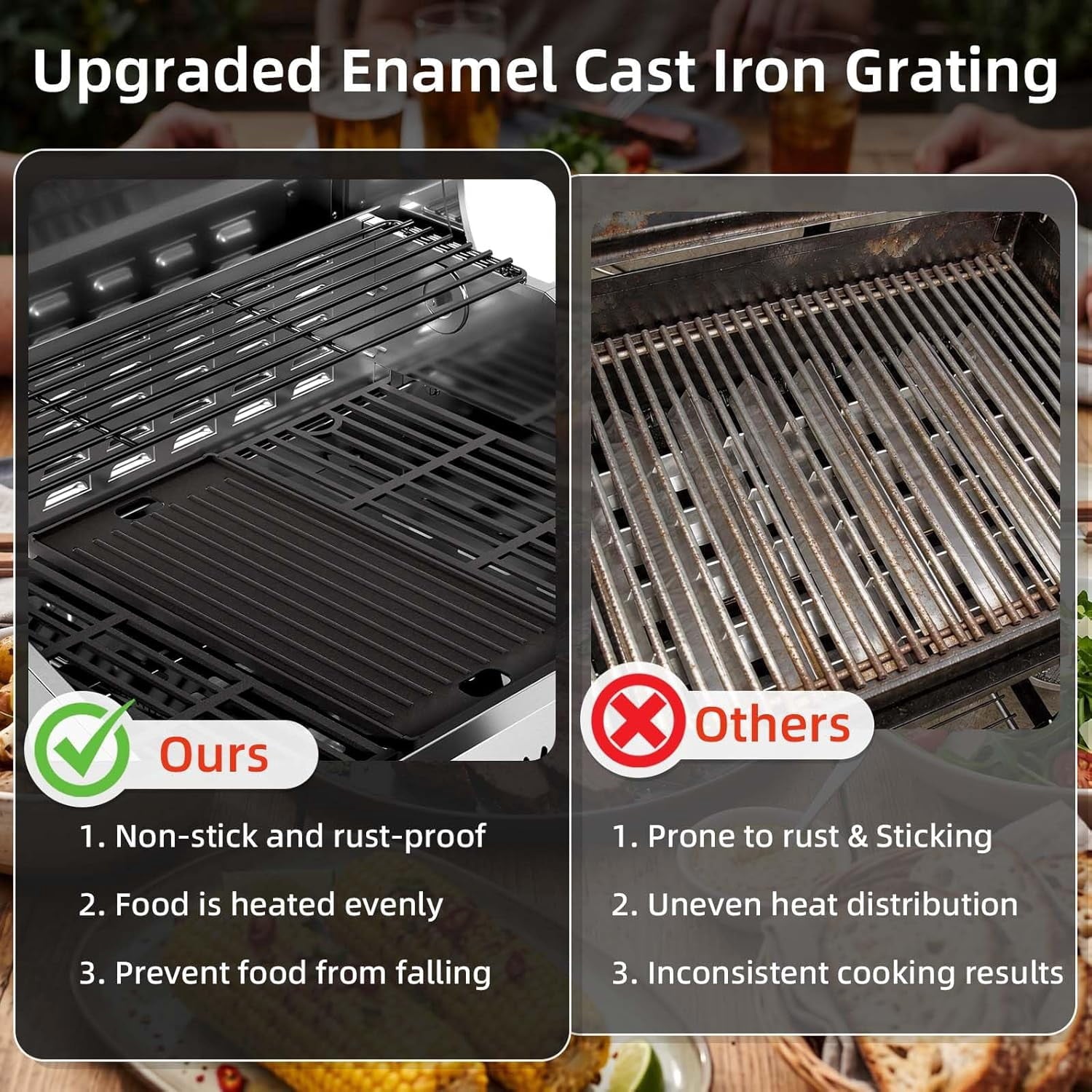 42000 BTU 4-Burner Stainless Steel Gas Grill, BBQ Grill with Side Burner & Enameled Cast Iron Grates, Pull-Out Oil Tray for Outdoor Backyard WAA