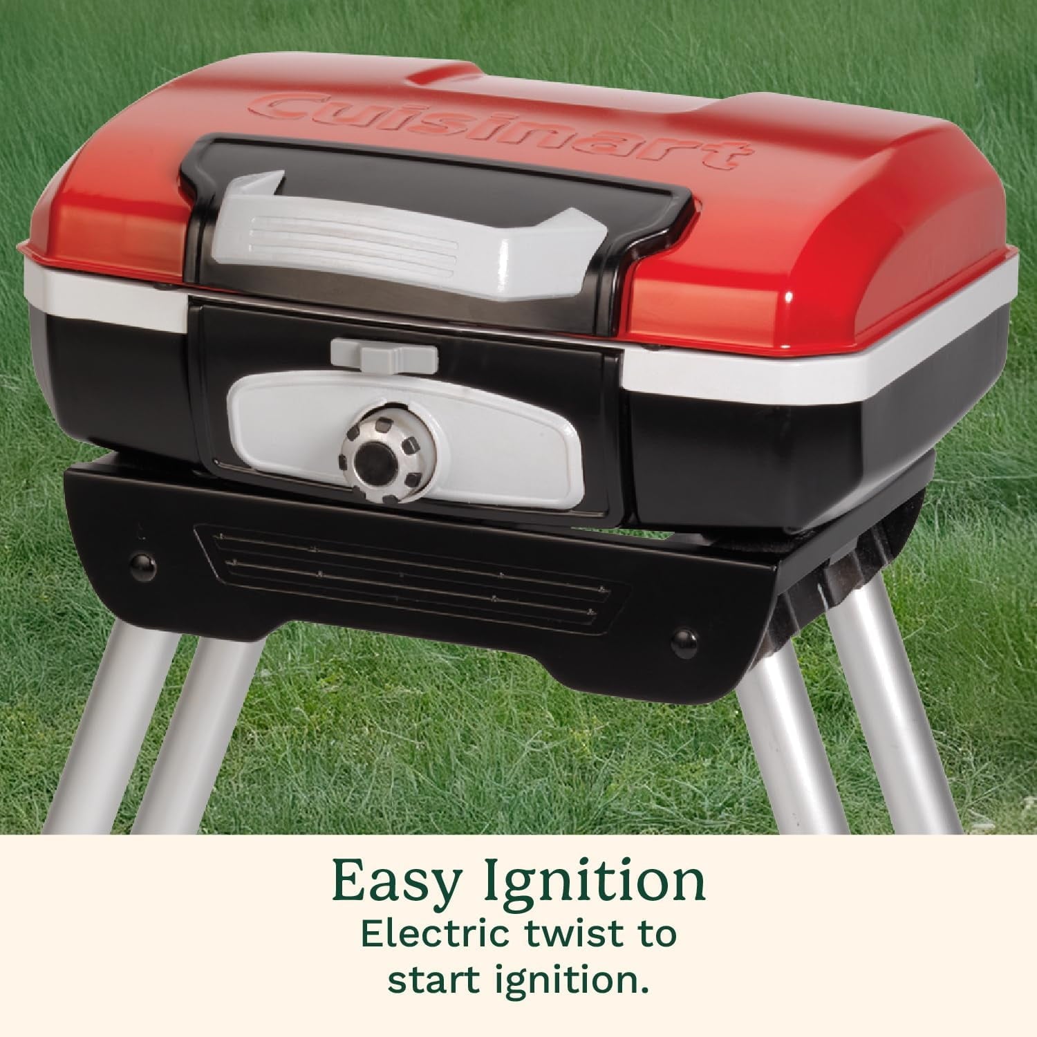 Cuisinart CGG-180 Petite Gourmet Portable 5,500 BTU Versastand Gas Grill, Red Cuisinart
