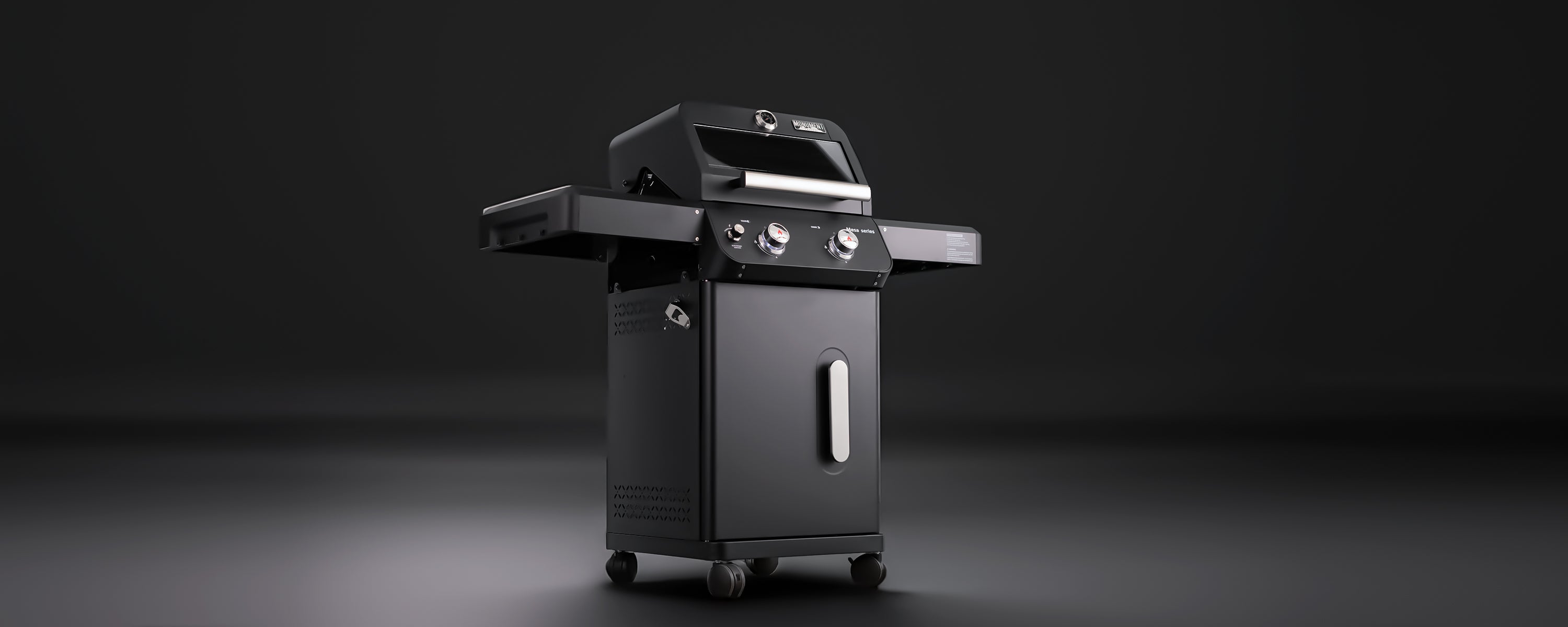 Mesa 2-Burner Propane Gas Grill in Black with Clear View Lid , LED Controls, and Grill Cover Monument Grills
