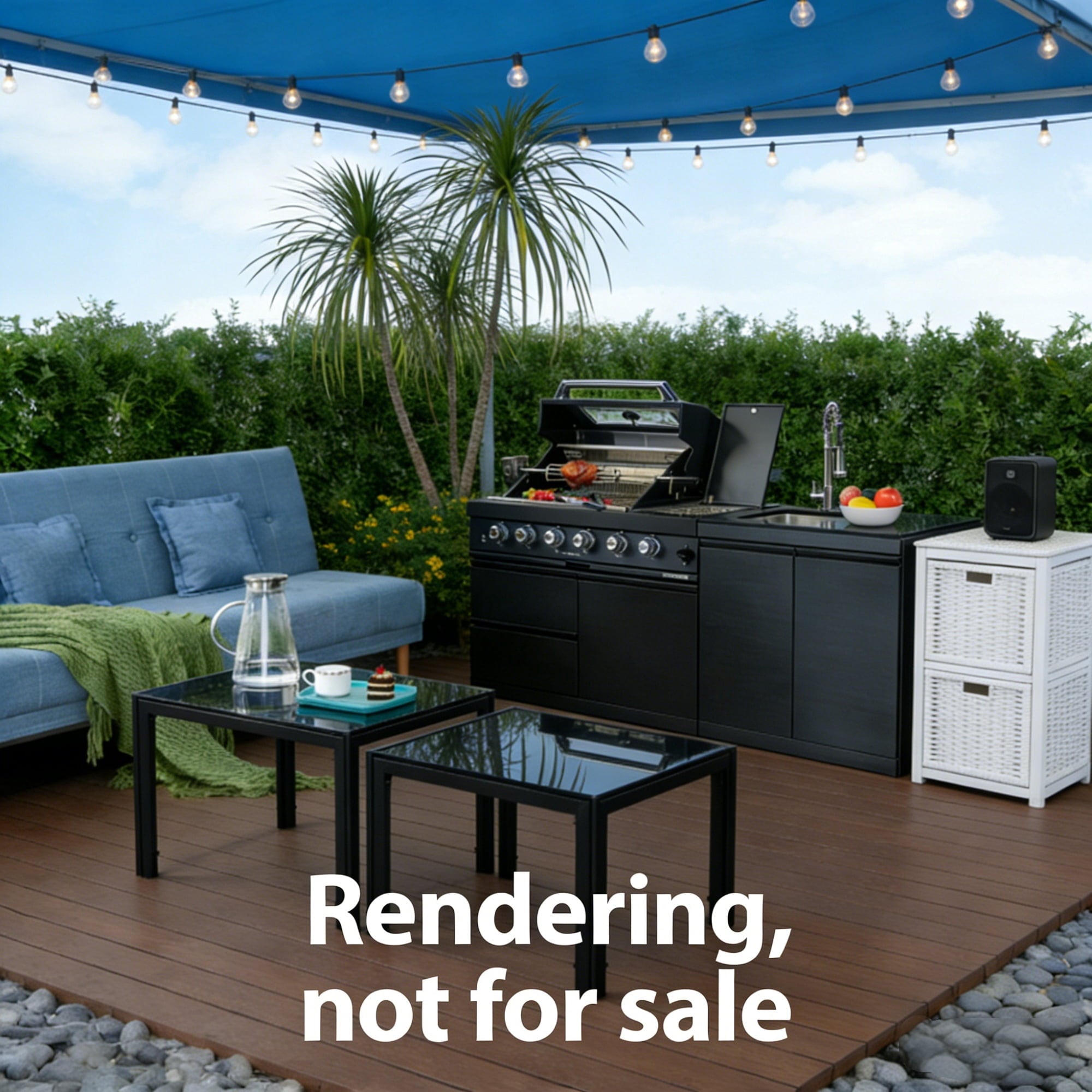 Black galaxy granite countertops, 43-inch island gas grill, Six Burners Grill 85000BUT (LTL carry） Navratil