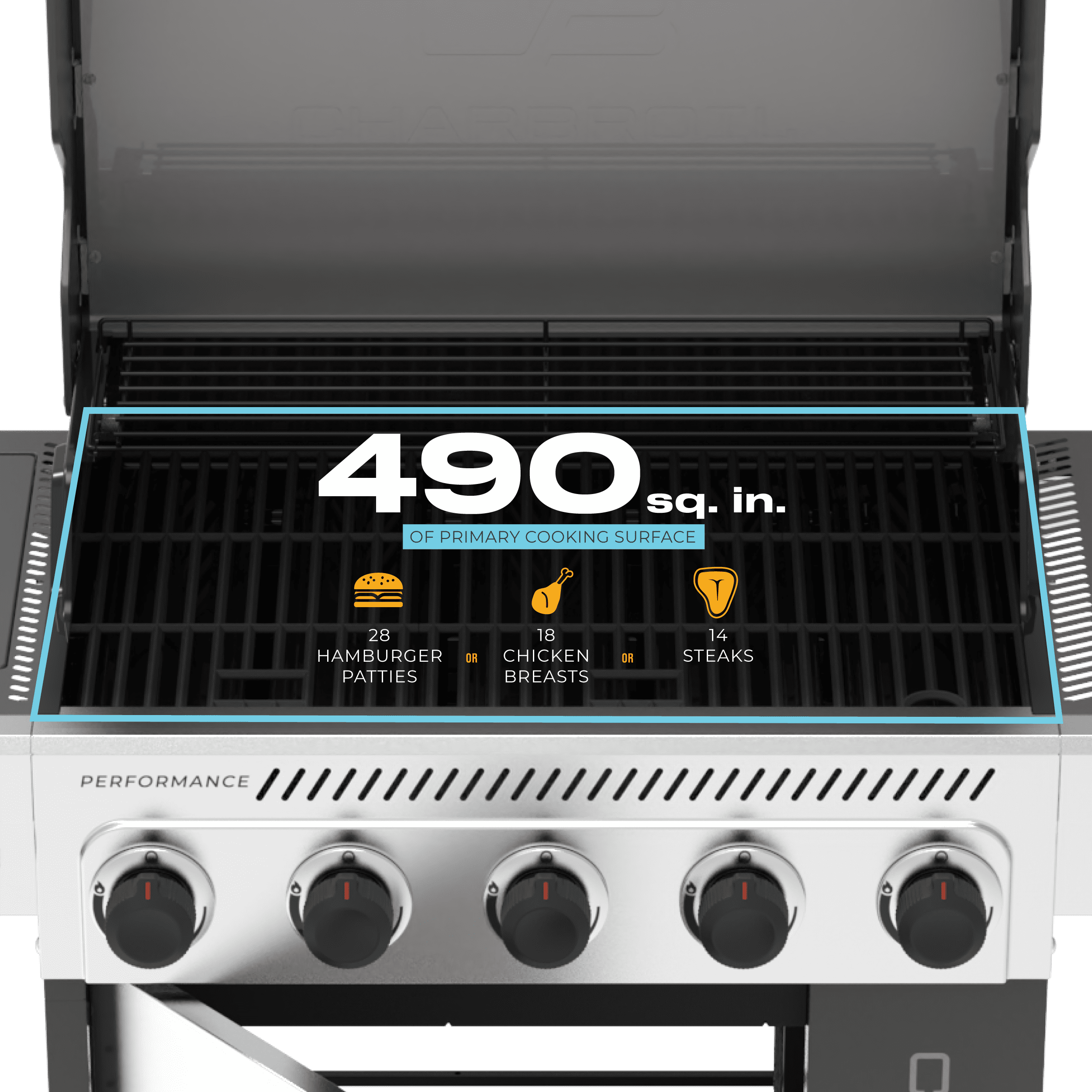 Charbroil Performance Series? FlavorMax? 5 Burner Gas Grill Cabinet with Side Burner Gray Stainless Charbroil