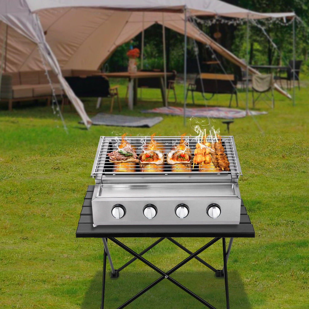 4 Burner Gas BBQ Grill Stainless Steel – LPG Only, 2800Pa Low Pressure, Portable TOOL1SHOoo
