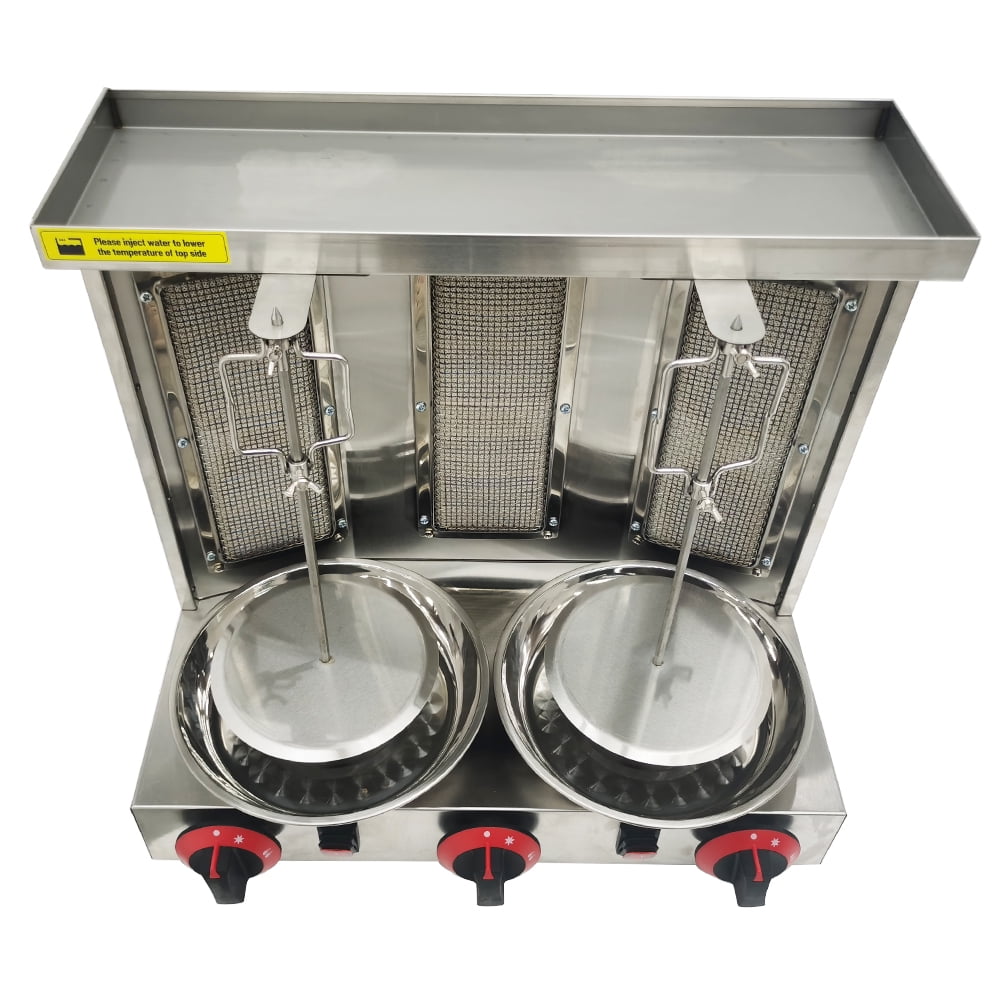 Techtongda Shawarma Machine Gas Kebab Gyro Grill Machine Propane Doner Kebab Machine with 3 Burners Techtongda