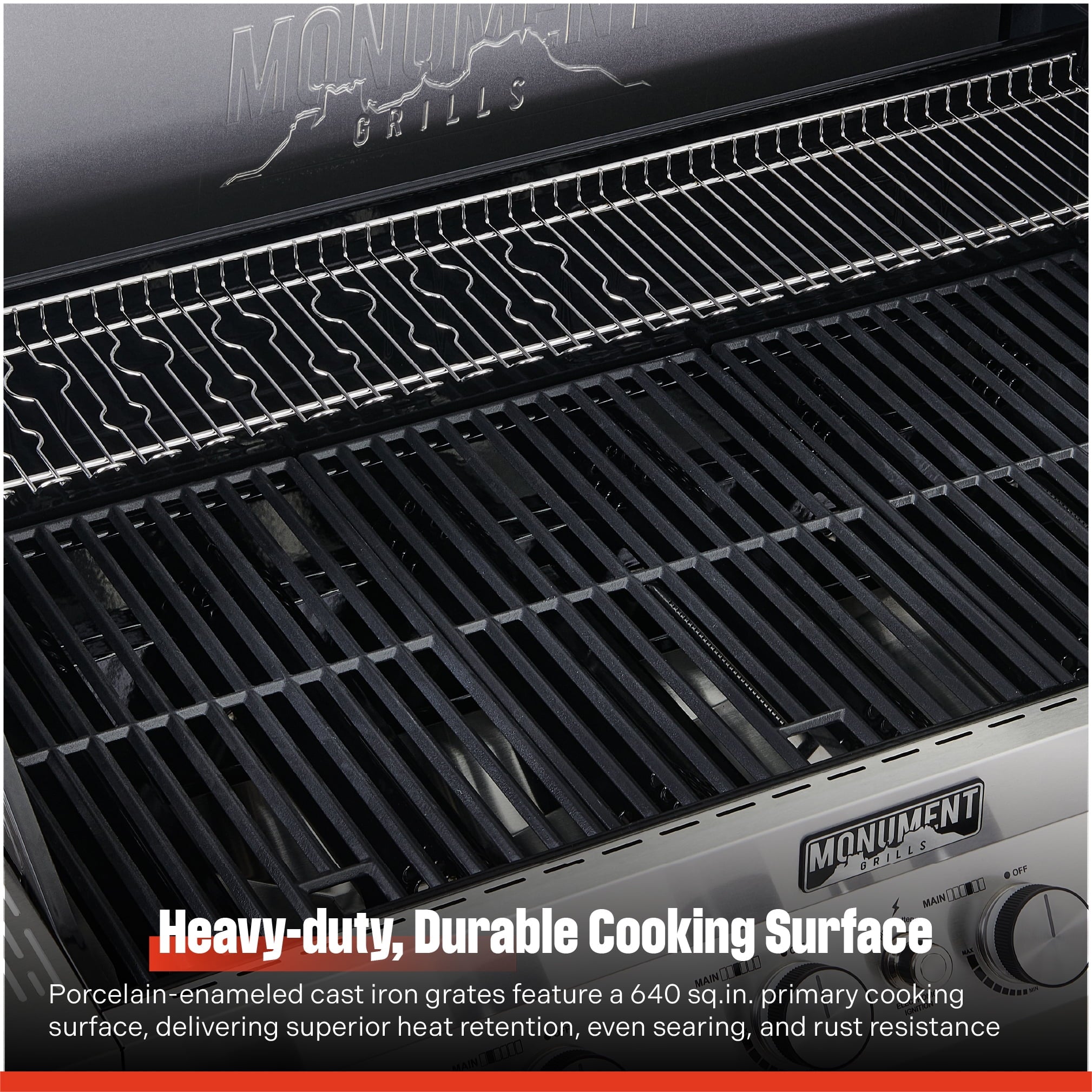 Monument Grills Denali Series 6-Burner Black Dual Fuel Cabinet Grill with Clearview Lid and LED Knobs Monument Grills