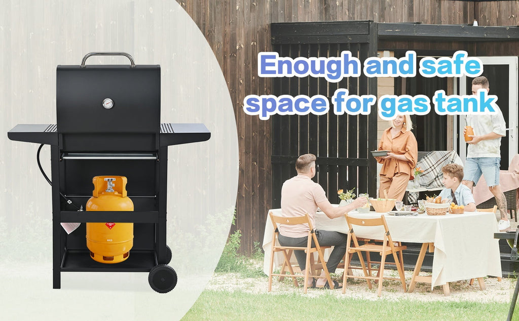 iCapeson 3-Burner Propane Gas Grill, 26,000 BTU Stainless Steel Outdoor BBQ Grill with 2 Side Shelves, Wheels, Thermometer & Bottle Opener for Patio, Garden, and Backyard Barbecue Gas Grills