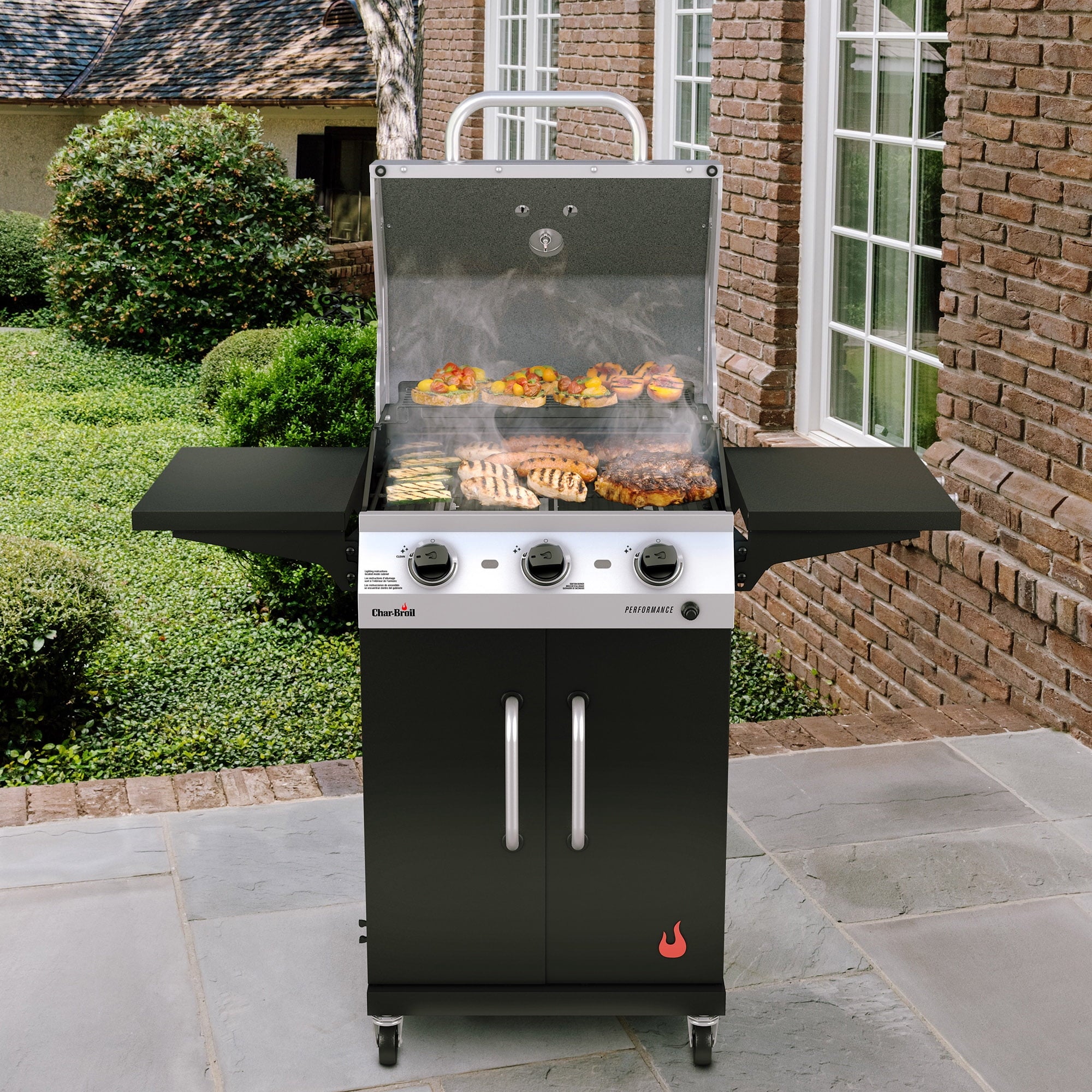 Charbroil? Performance Series? 3-Burner Cabinet Gas Grill, 375 sq in, Stainless and Black Charbroil