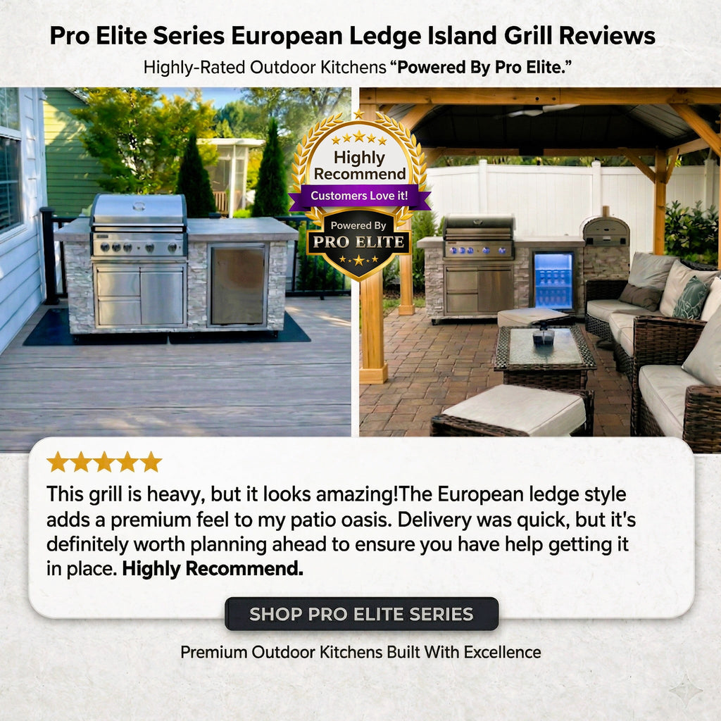 96 Inch European Ledge 5b Island Grill With Fridge And Outdoor Oven Prokan