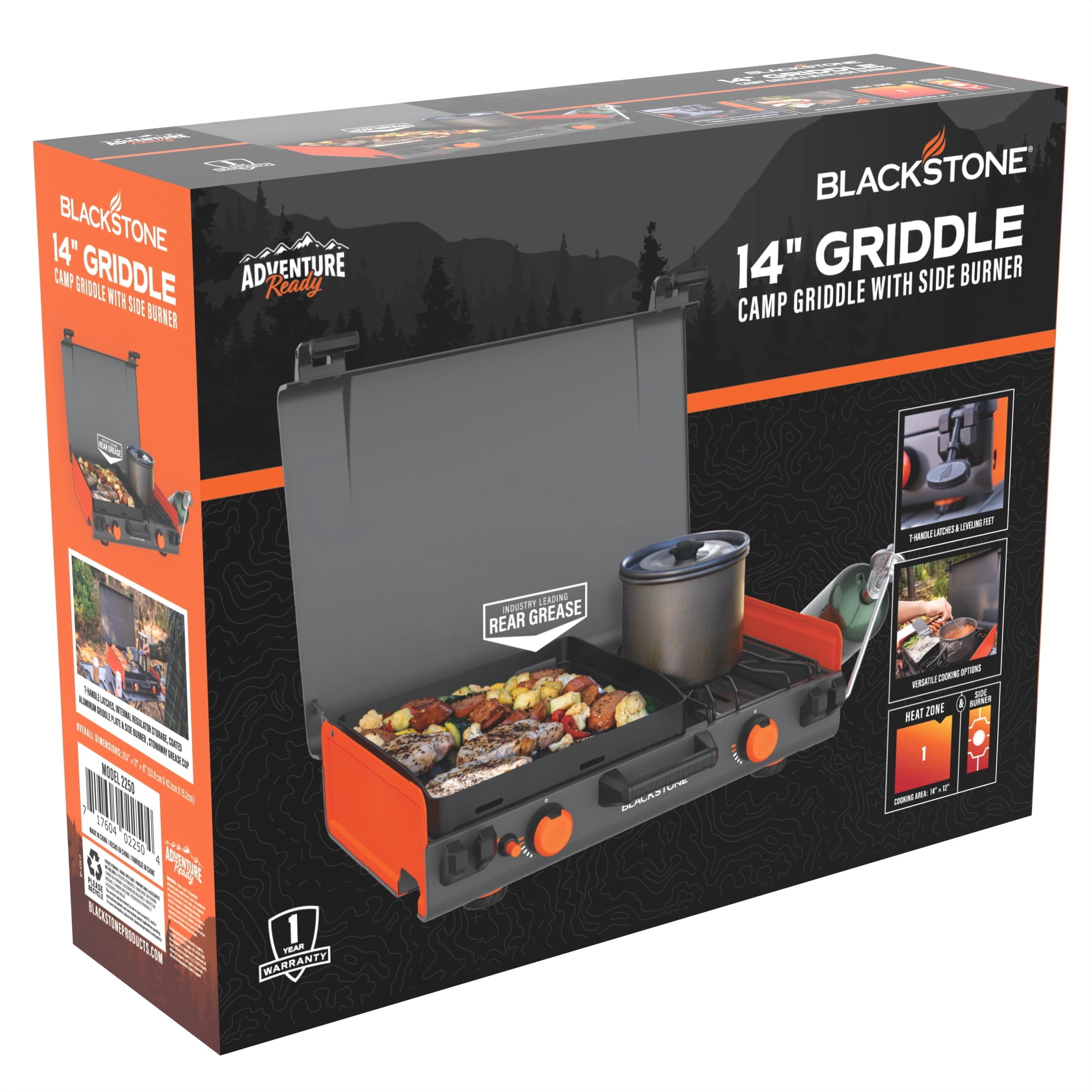 Blackstone Adventure Ready 12x14 Propane Camping Griddle with Side Burner Gas Grills