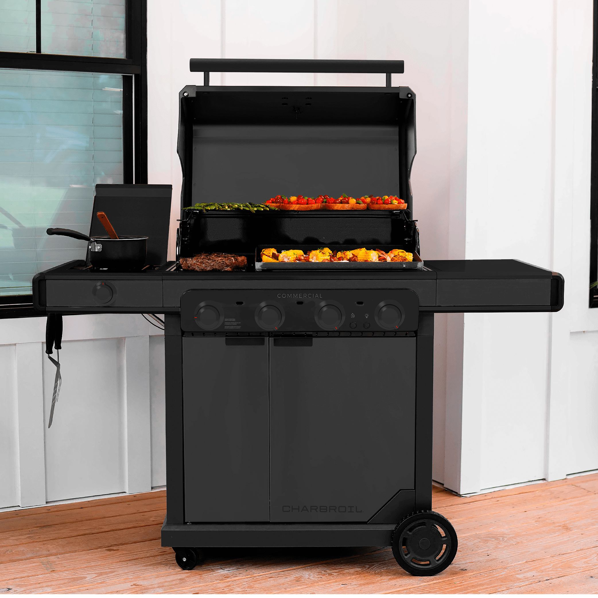 Charbroil? Commercial Series? 4-Burner Gas Grill & Griddle, Black Charbroil