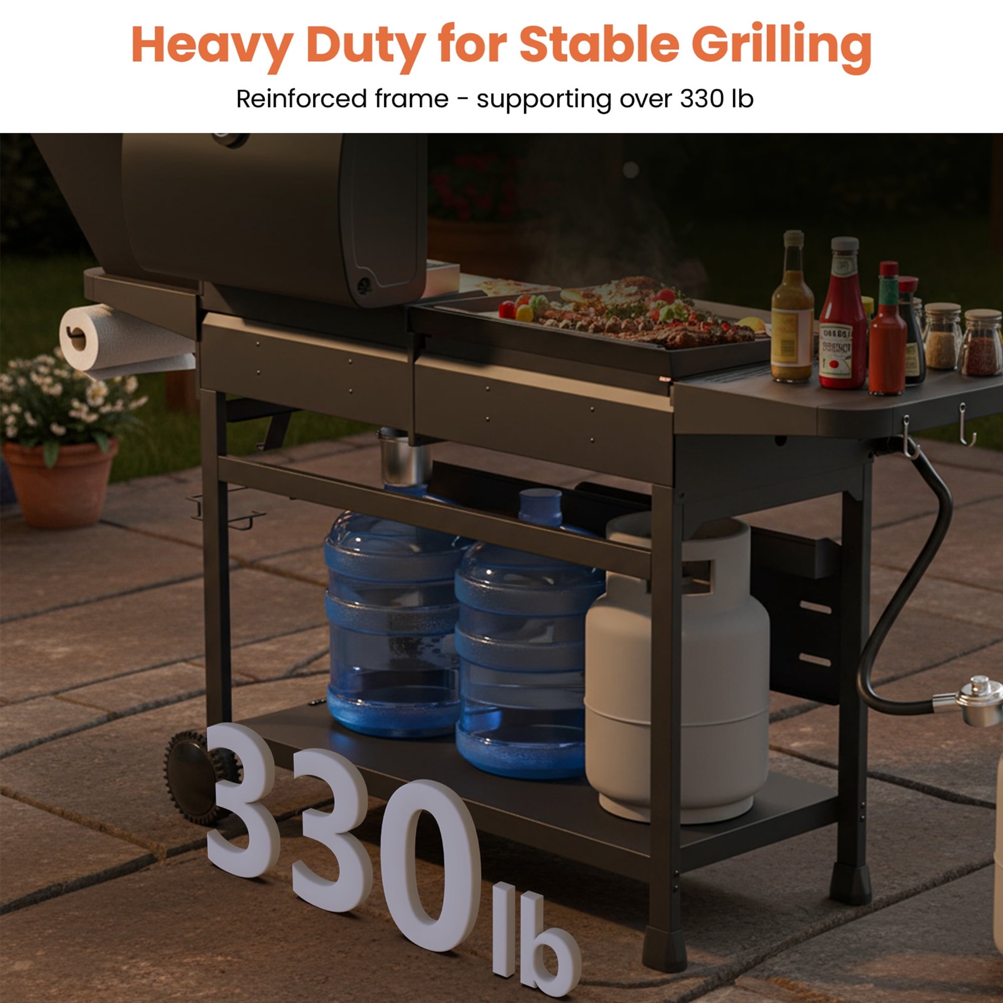 50,000 BTU Grill and Griddle Combo, 702 SQ.IN Cooking Space, Non-Stick Porcelain Enamel Grates, for Backyard BBQ, Outdoor Cooking Tcisa