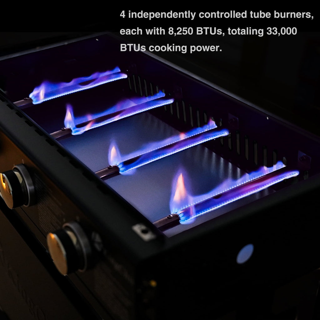 KingChii 4-Burner 30.6 Propane Griddle Outdoor Flat Top Gas Grill Griddle with Hard Cover for Camping, Tailgating, BBQ, Parties, Backyard & Patio Gas Grills