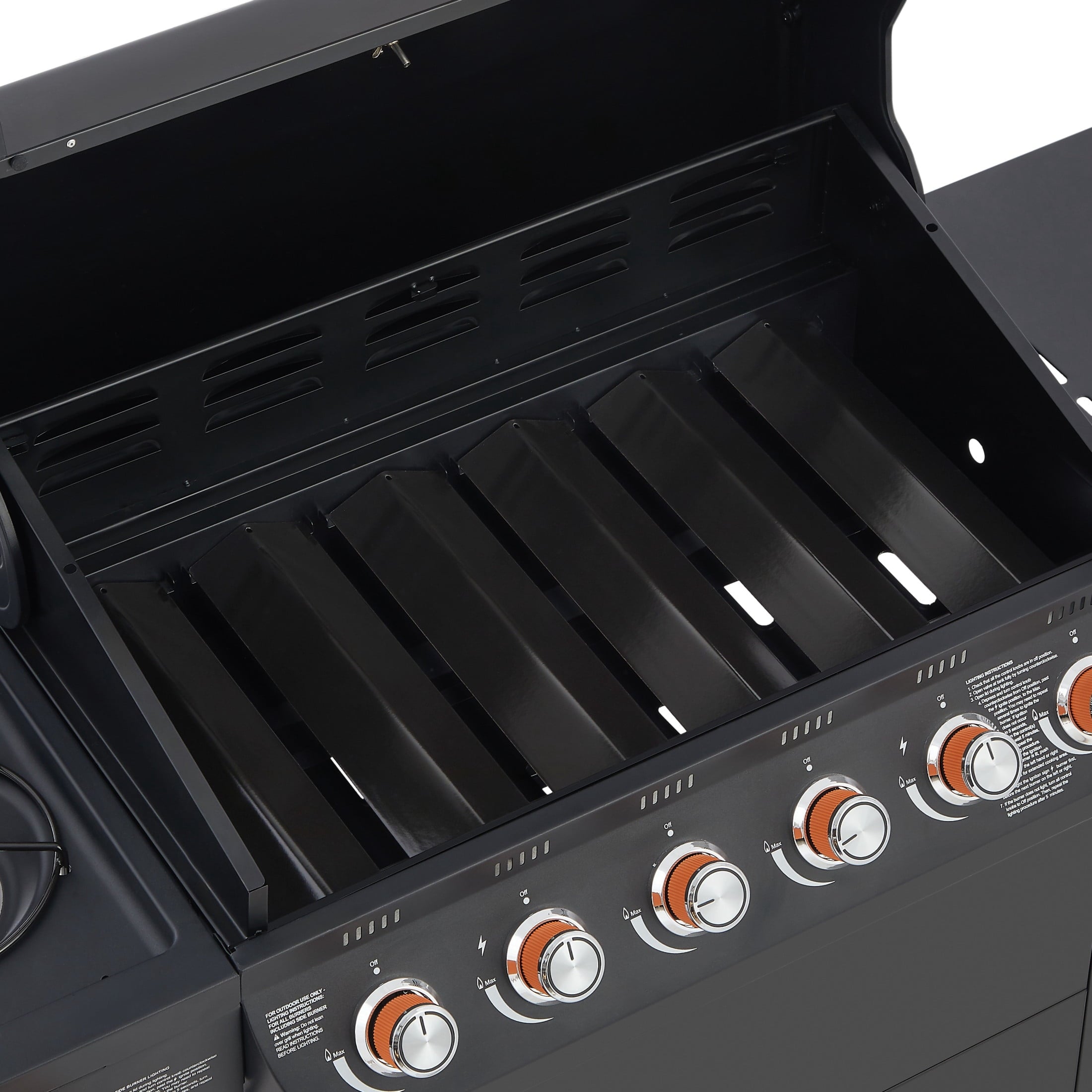 Noble House Professional 6-Burner Propane Gas Grill with Side Burner, Steel BBQ Grill with Cast Metal Grates, Black Noble House