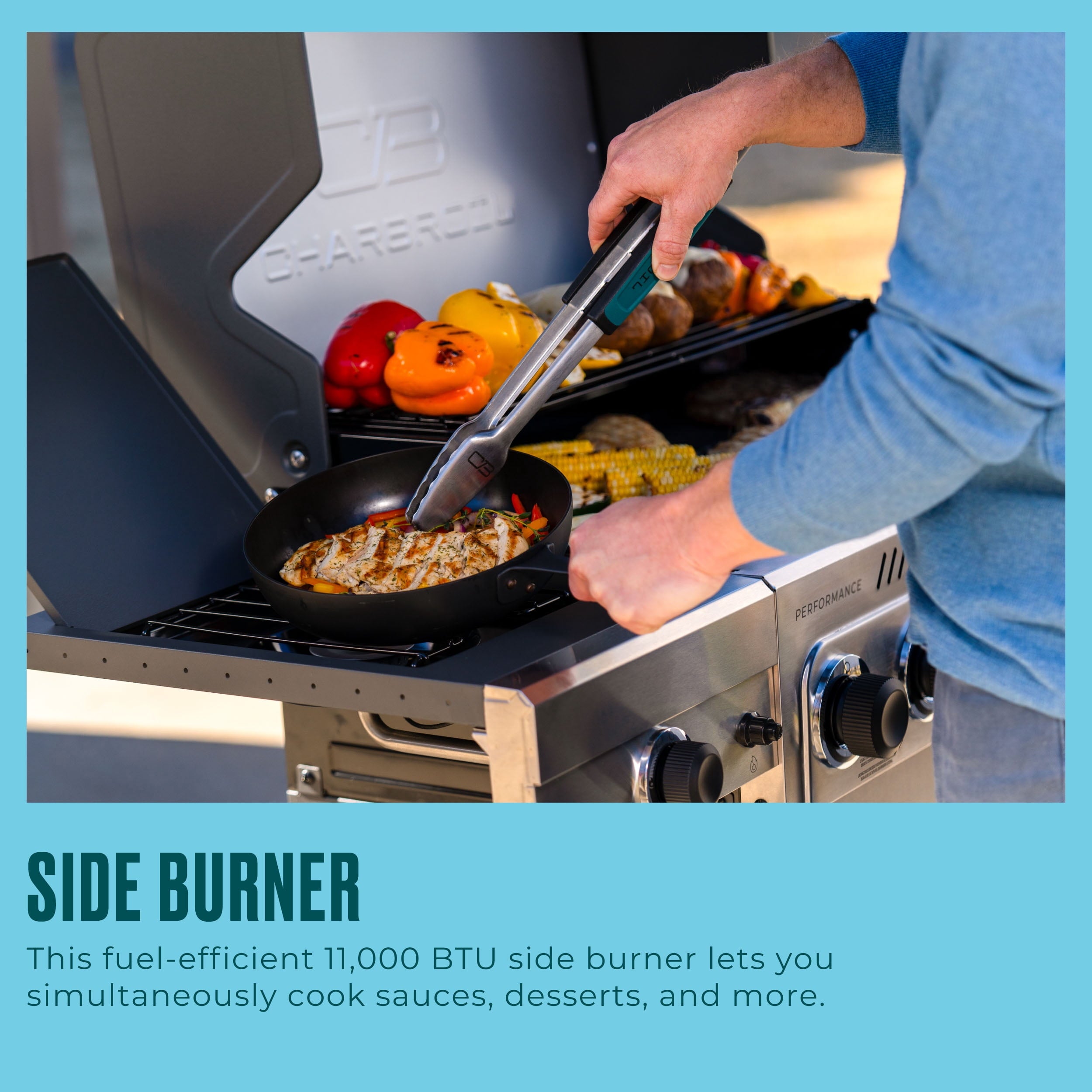 Charbroil Performance Series? FlavorMax? 5 Burner Gas Grill Cabinet with Side Burner Gray Stainless Charbroil