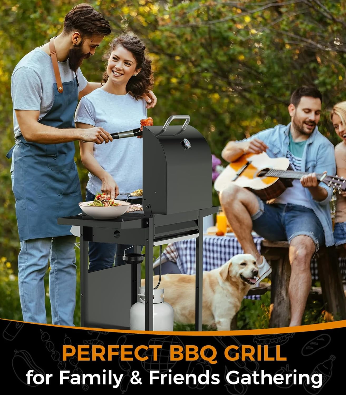 FREE VILLAGE 2-Burner Propane Gas BBQ Grill,20000 BTU Stainless Steel Barbeque Grill with Side Shelves and Wheels,Portable Outdoor Grill for Patio,Backyard,Garden,Camping Cooking Gas Grills