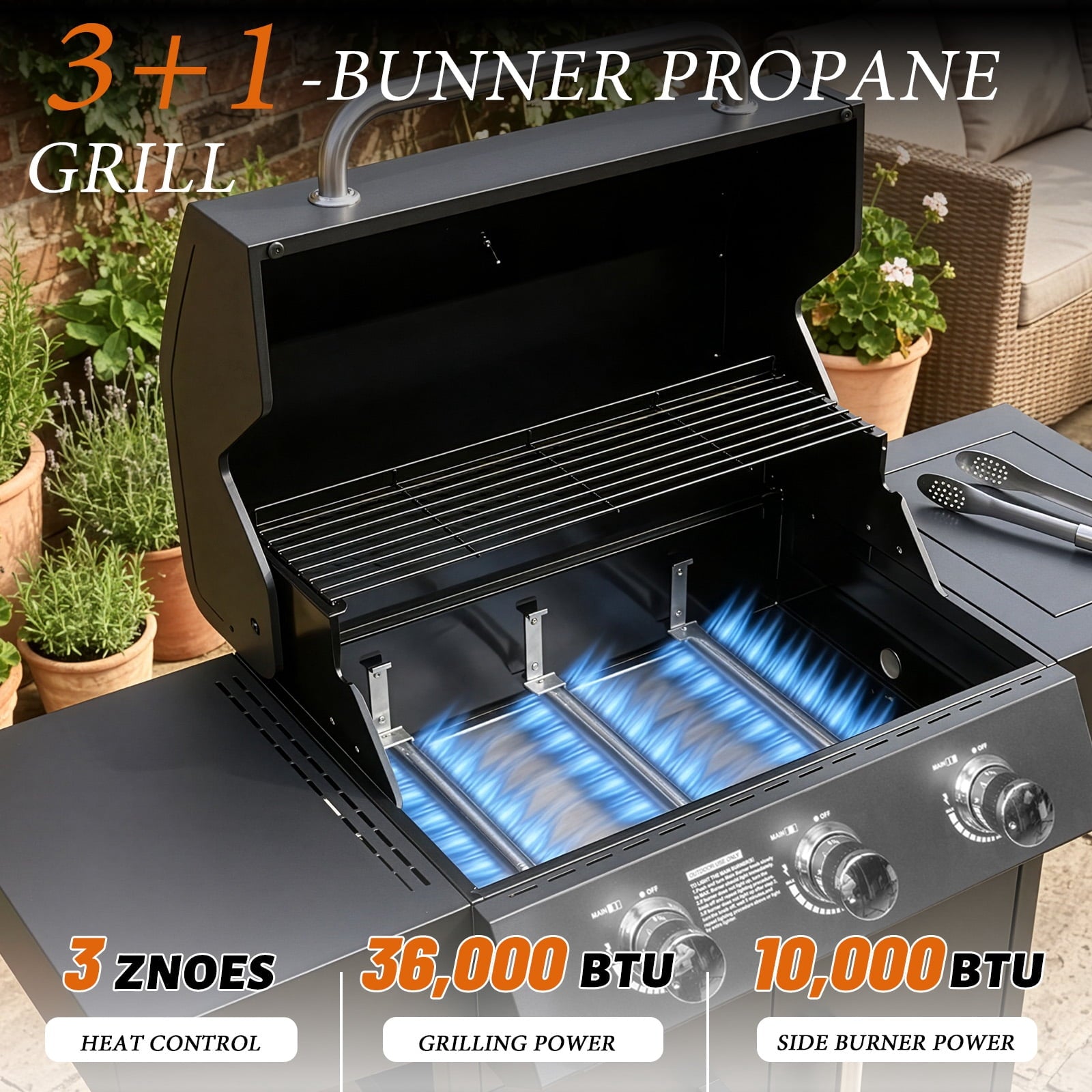 SalonMore Outdoor Gas Grill with Side Stove 46000BTU for Patio Outdoor Party Cooking BBQ SalonMore