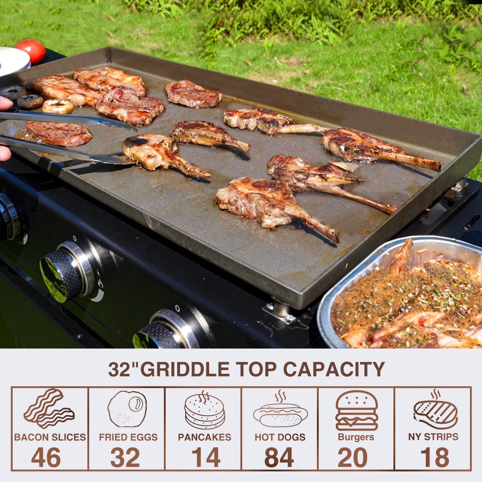 KingChii 4-Burner 30.6 Propane Griddle Outdoor Flat Top Gas Grill Griddle with Hard Cover for Camping, Tailgating, BBQ, Parties, Backyard & Patio Gas Grills