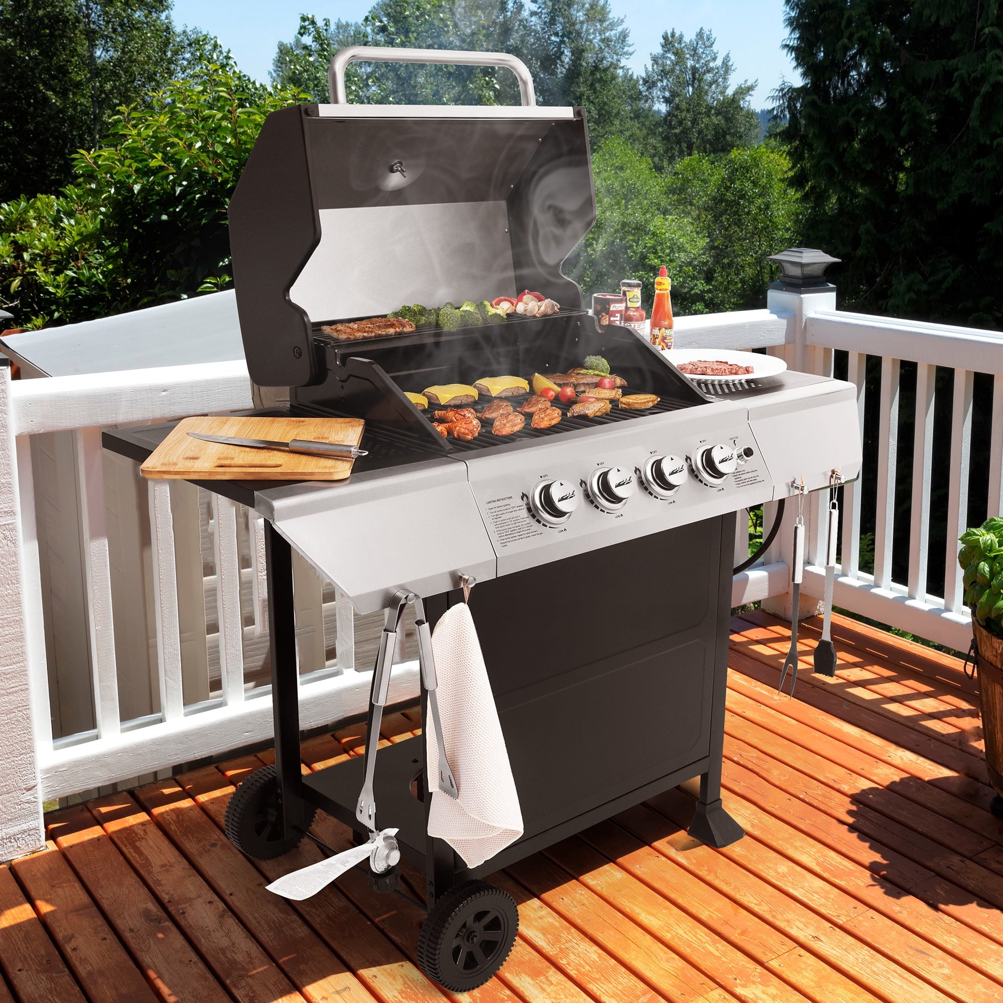 Royal Gourmet SG4003B 4-Burner BBQ Propane Gas Grill, 34,000 BTU for Patio Garden Barbecue Royal Gourmet
