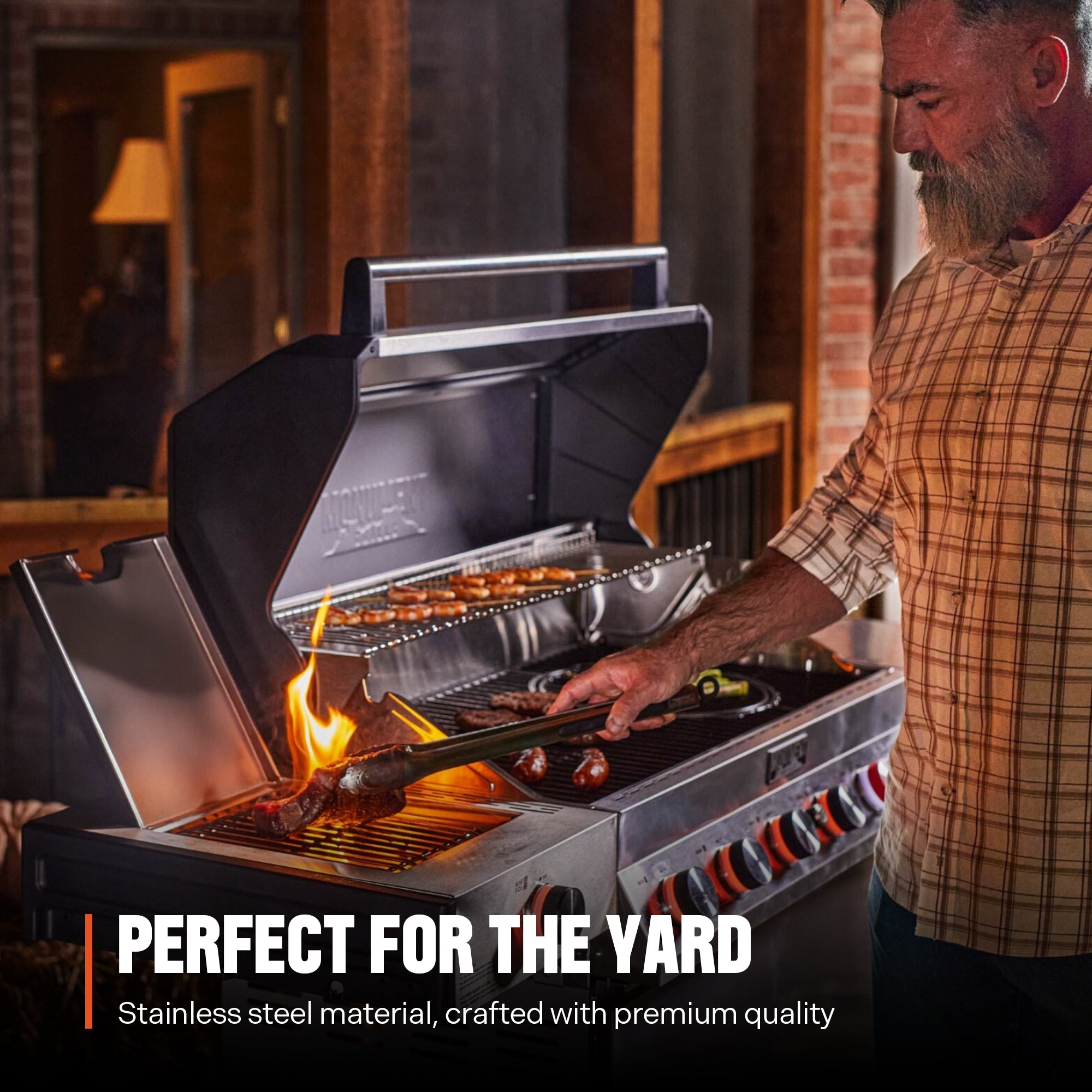 Monument Grills 6+1 Burner Smart Tech Propane Gas Grill for Outdoor Cooking , Denali 605Pro Stainless Steel Grill 78,000 BTU with Side Sear Burner, Smoker Box, Cover and Rotisserie Kit My Store