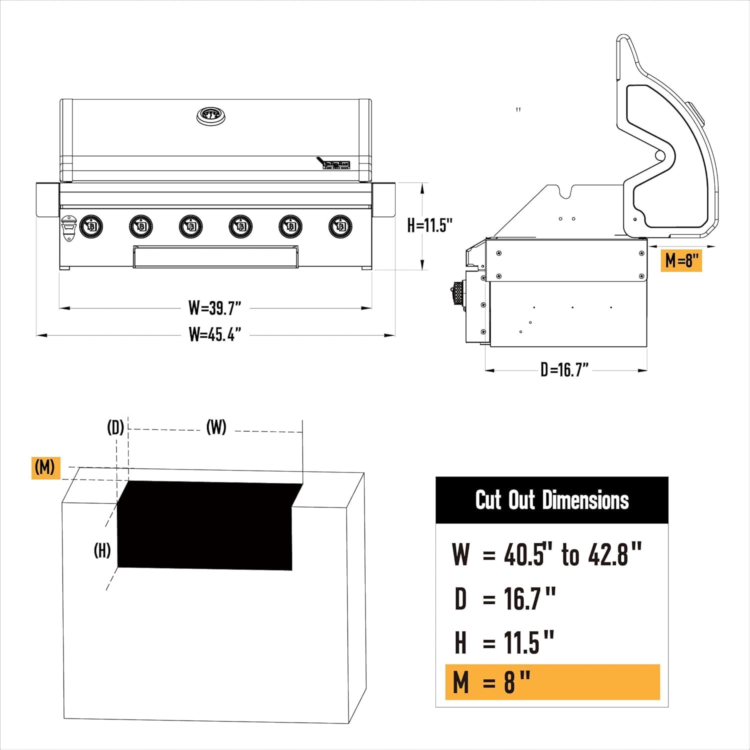 BRANDMAN GRILLS SINCE 1987 Stainless Steel 6 Burner Built-In Outdoor Kitchen Gas Grill Gas Grills