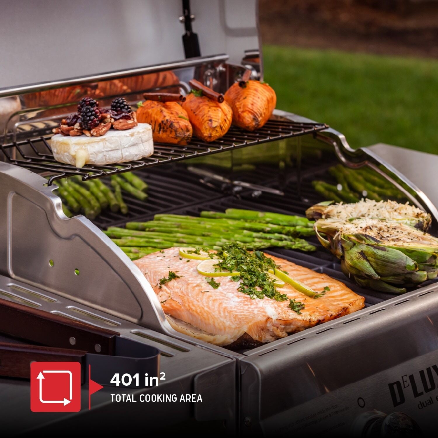 Nexgrill Deluxe 2-Burner Gas Grill with 401 SQ In Grate, 28000 BTUs, Stainless Steel Control Panel & Foldable Side Table, Propane BBQ Grill for Outdoor Cooking, Patios, Backyards and More -720-0864R Gas Grills