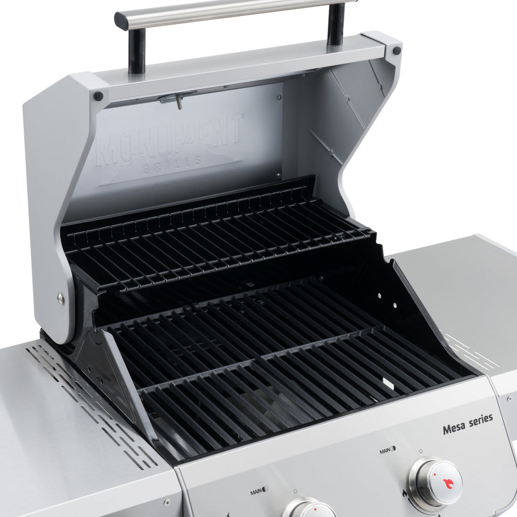 Monument Grills Mesa 2-Burner Propane Gas Grill, Foldable Sides, Swivel Casters, Stainless Steel, LED Controls Gas Grills