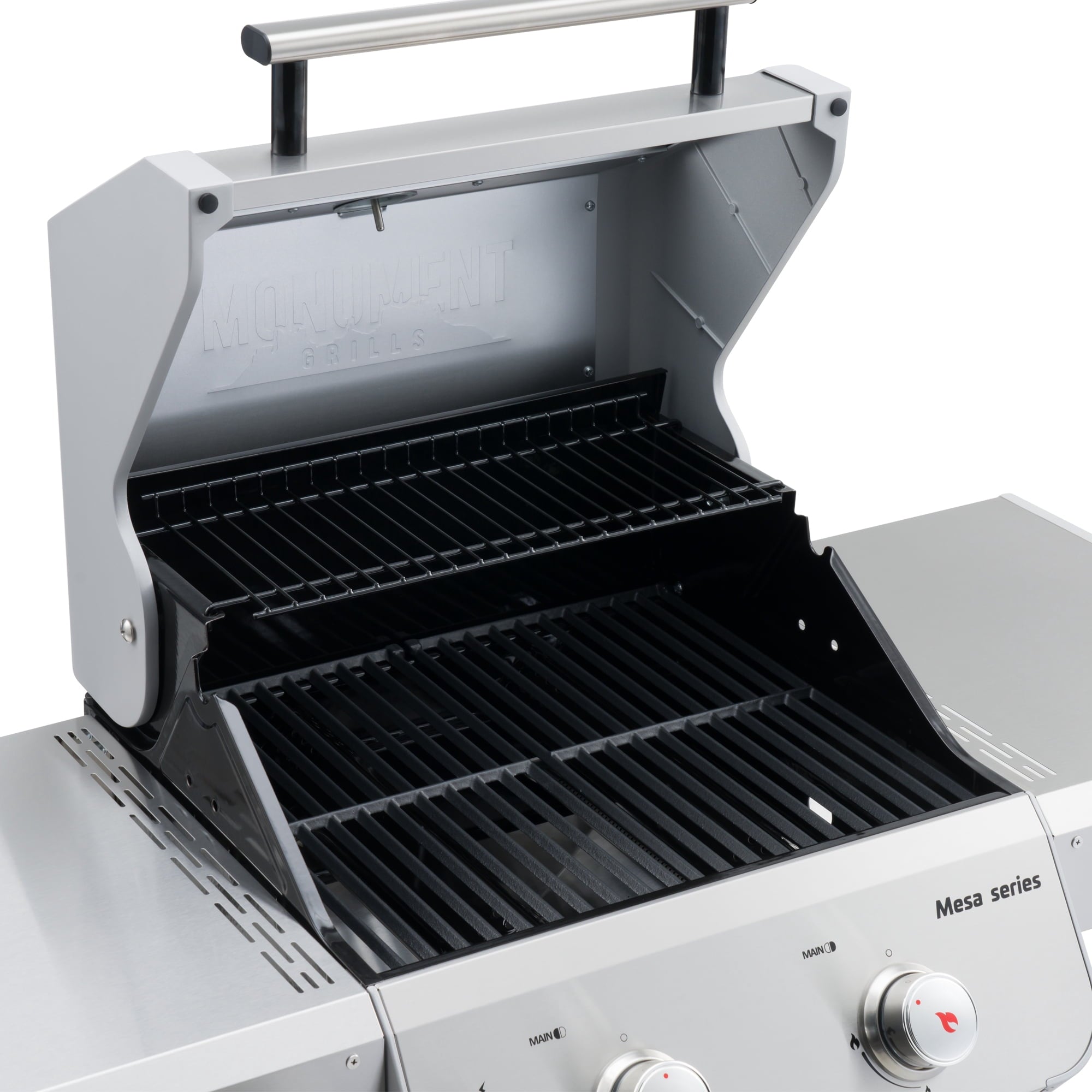 Monument Grills Mesa 2-Burner Propane Gas Grill, Foldable Sides, Swivel Casters, Stainless Steel, LED Controls Gas Grills