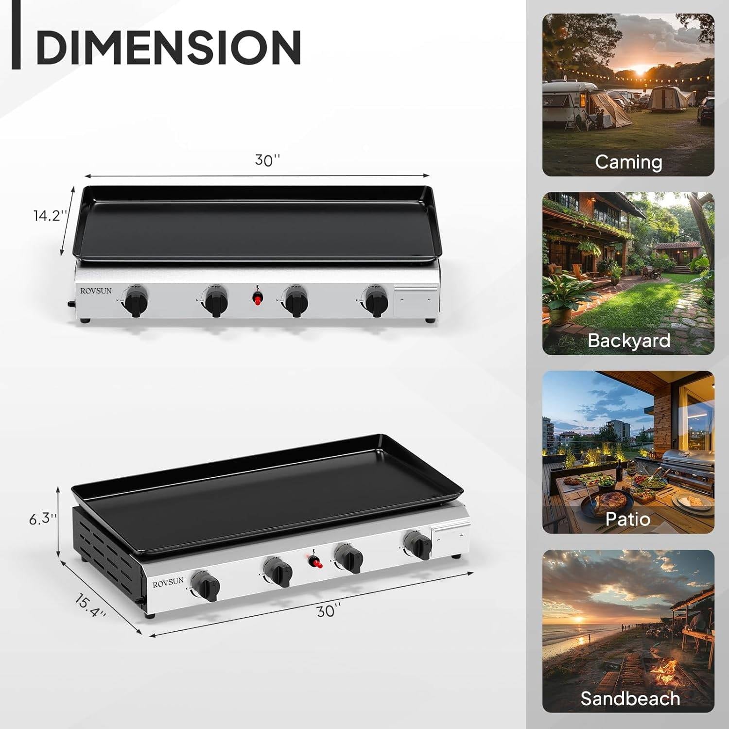 4-Burner Portable Propane Griddle with Nonstick Enameled Cooking Surface, 40,000 BTU Tabletop Flat Gas Grill for Outdoor Cooking, Camping, Tailgating Unbranded