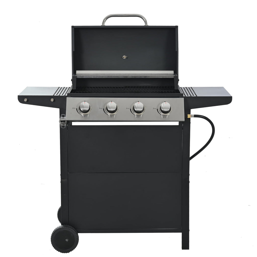 Highsound 4 Burner Gas Grill, Propane Grill, BBQ Grill with Thermometer, Gas Grill Outdoor for Small Gatherings, 34200 BTU Barbecue Grill with Foldable Rack Gas Grills