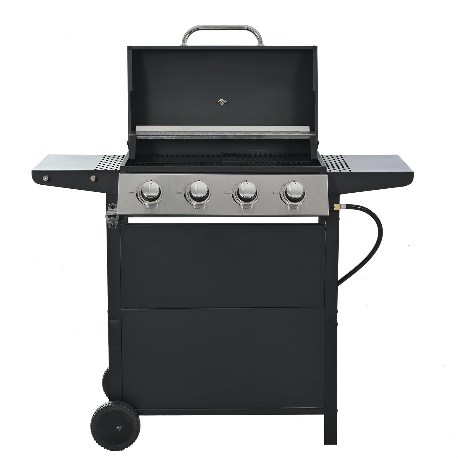 Highsound 4 Burner Gas Grill, Propane Grill, BBQ Grill with Thermometer, Gas Grill Outdoor for Small Gatherings, 34200 BTU Barbecue Grill with Foldable Rack Gas Grills