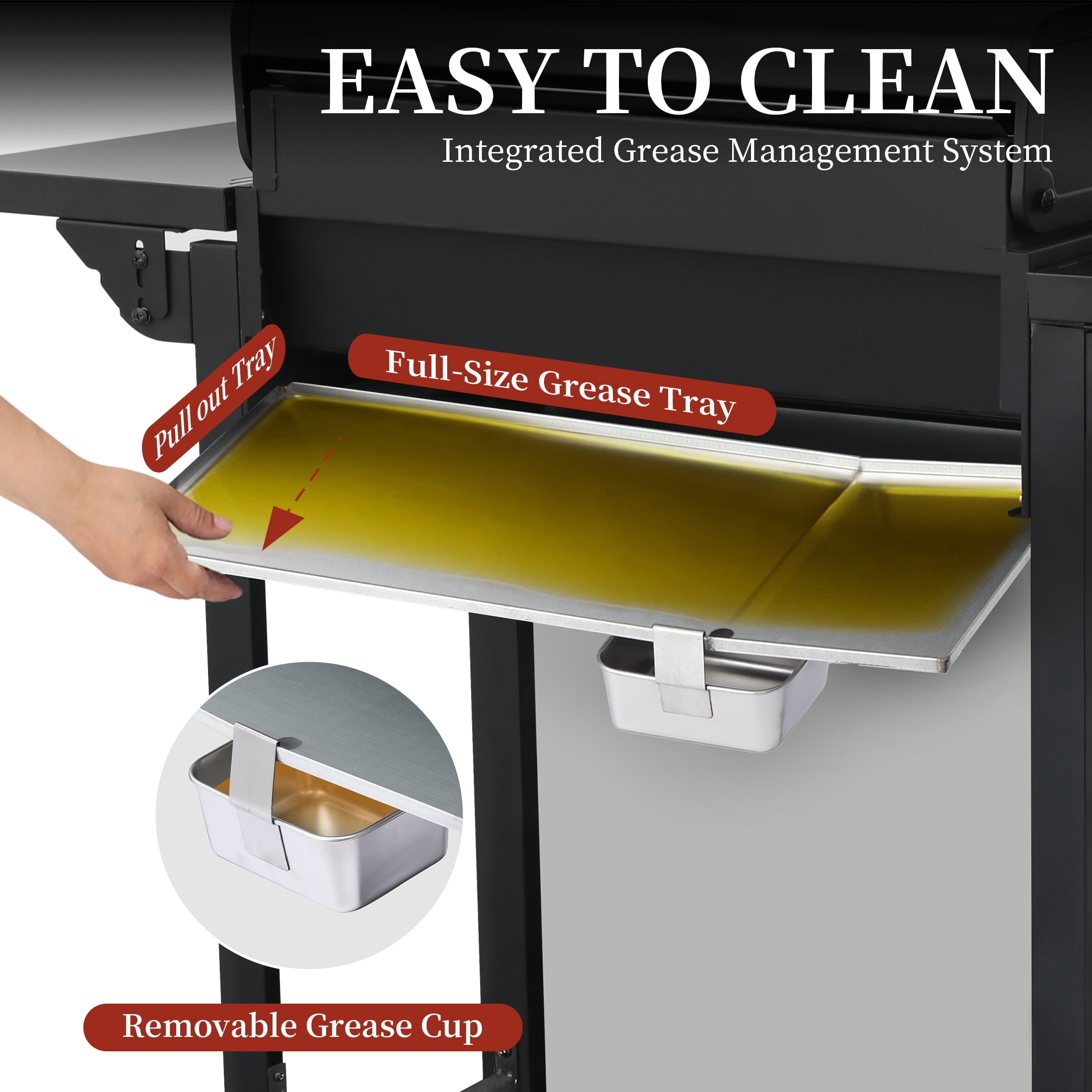 CIG GARDEN 4-Burner Propane Gas Grill with Folding Side Tables, Full-Size Grease Tray, and Removable Grease Cup CIG GARDEN