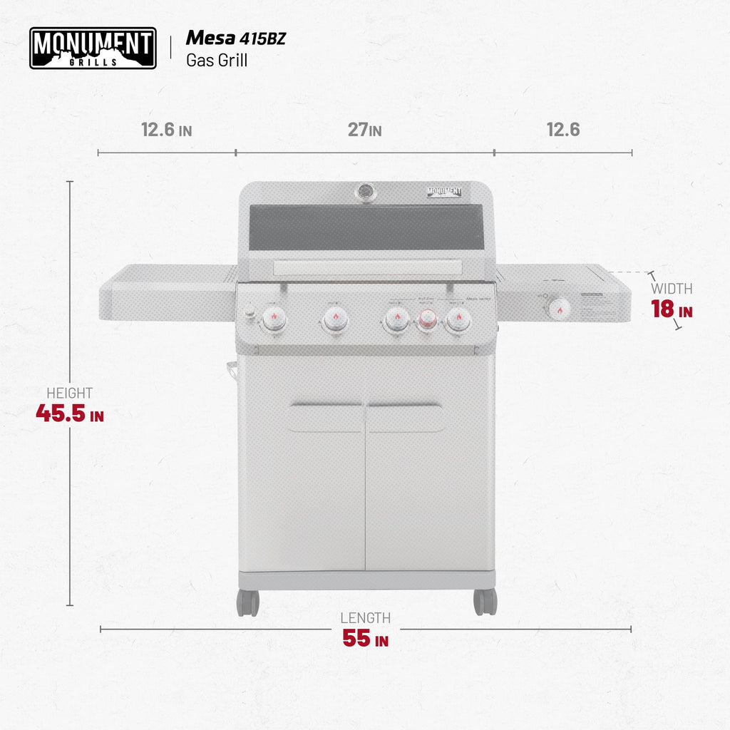 Monument Grills Mesa 4-Burner Stainless Steel Propane Gas Grill with Clear View Lid, Side Burner, LED Controls Monument Grills