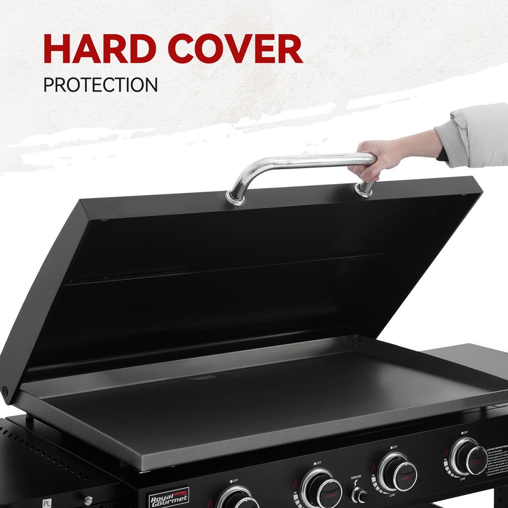 Royal Gourmet GB4000P 4-Burner Gas Griddle with Hard Cover,Heavy-duty Outdoor Cooking Station for Backyard and Tailgating, 52,000 BTU, Black Royal Gourmet