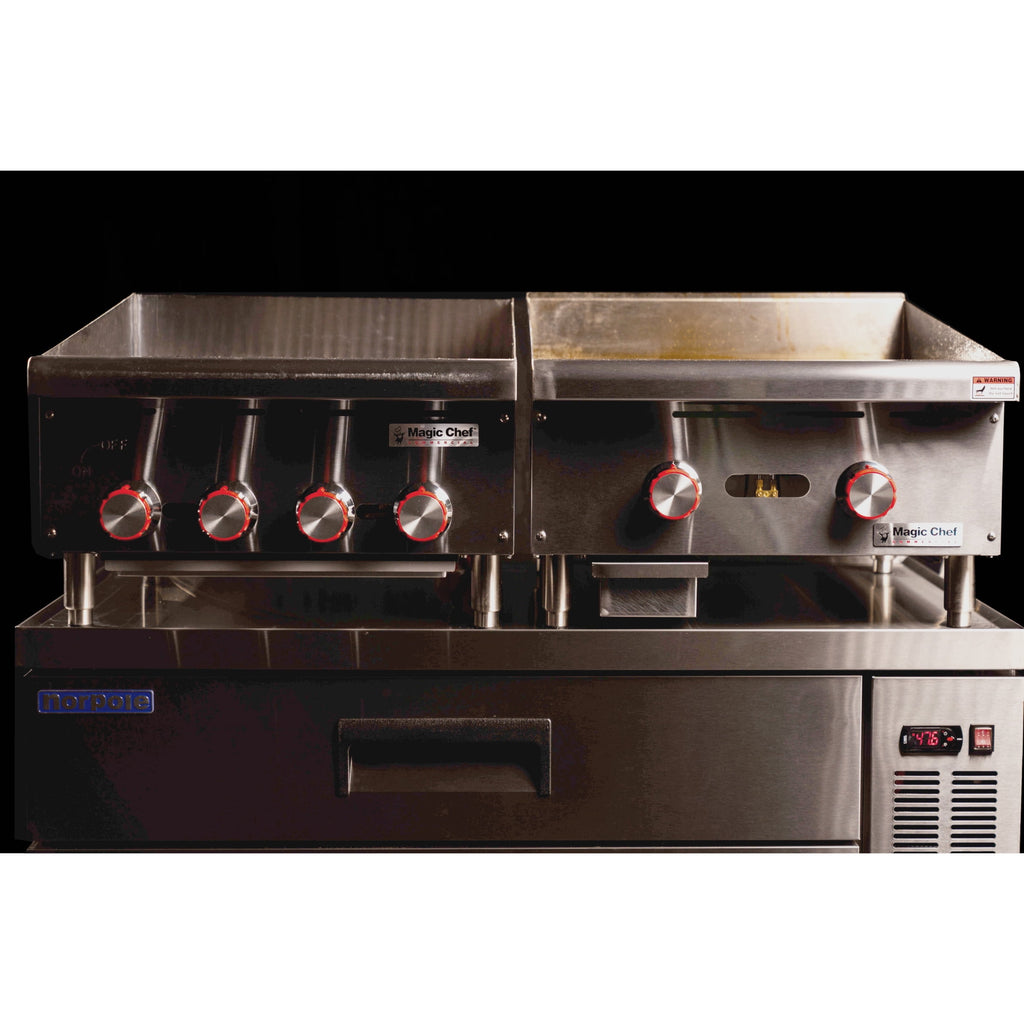 36 in. Commercial Natural Gas Manual Countertop Griddle in Stainless Steel Magic Chef