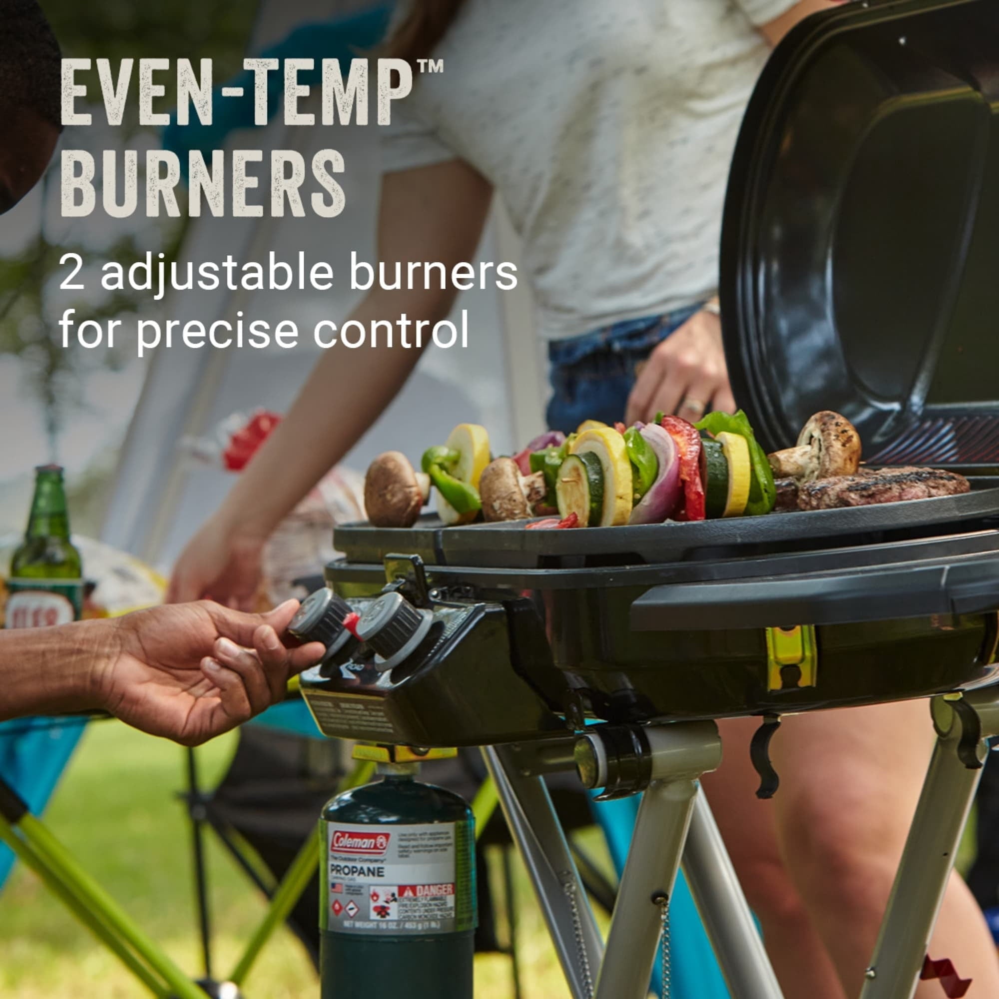 Coleman RoadTrip X-Cursion 2 Burner Propane Grill for Outdoor Camping and BBQ, Stand Up Grill, Blue Gas Grills