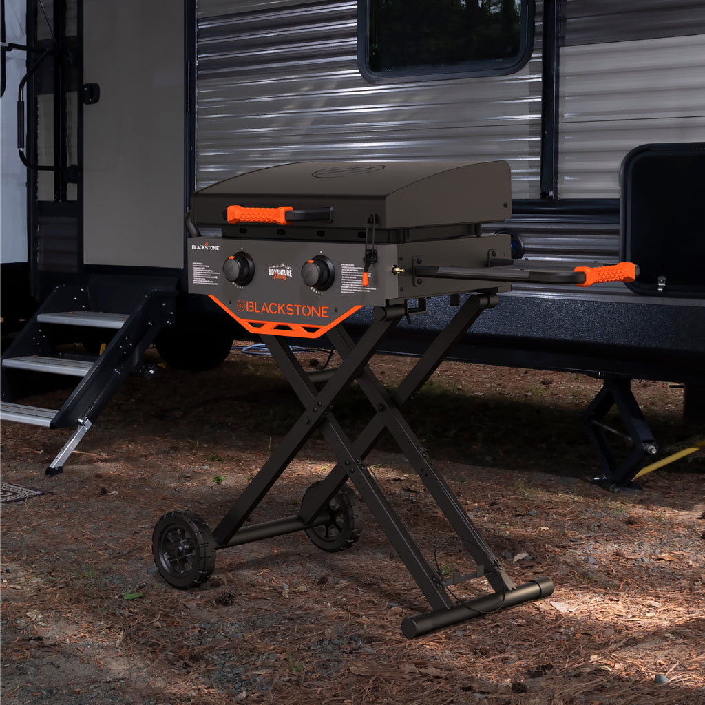 Blackstone Adventure Ready Outdoor Griddle,  2-Burner 22 Propane Flat Top Grill with Flexfold? Legs, Gray Blackstone