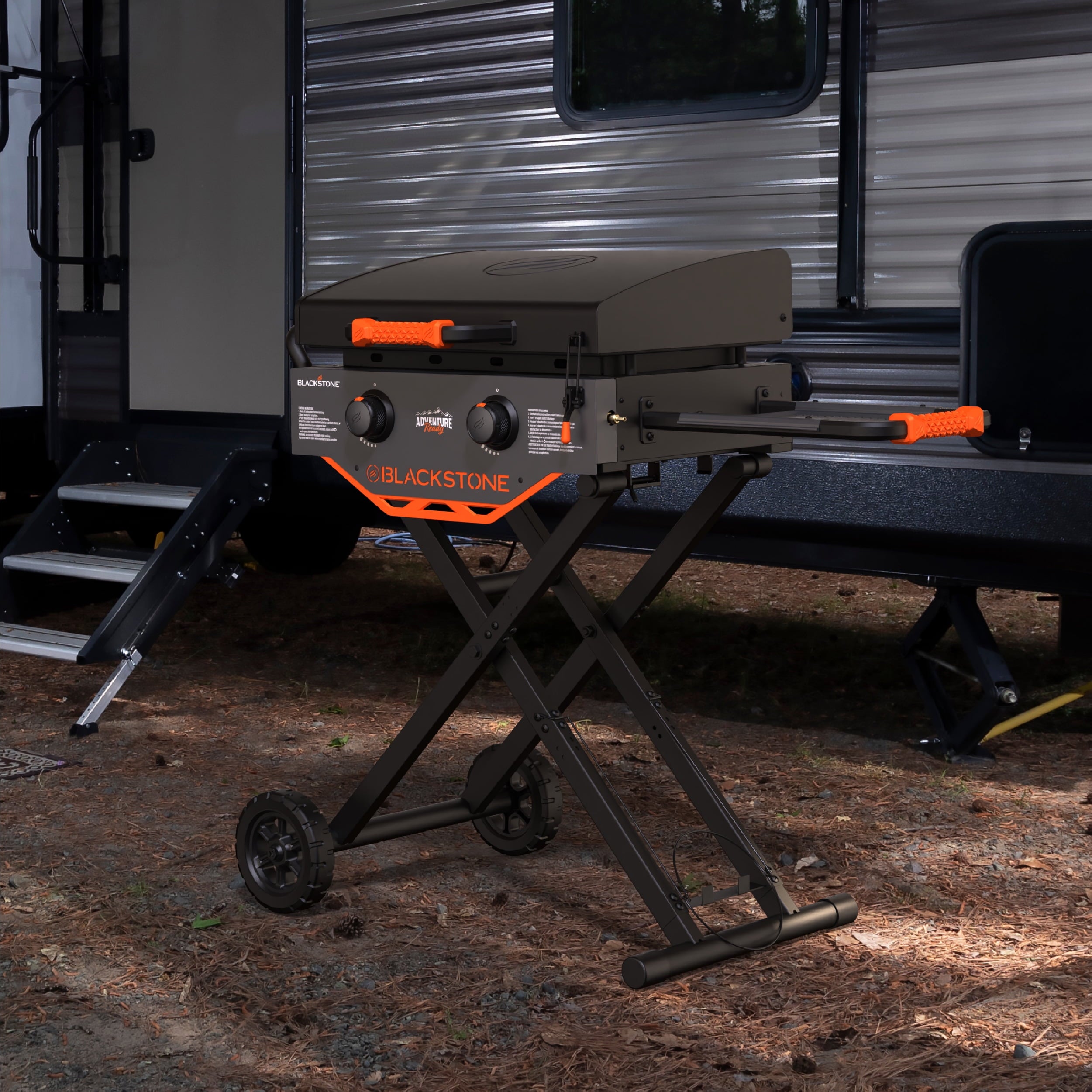 Blackstone Adventure Ready Outdoor Griddle,  2-Burner 22 Propane Flat Top Grill with Flexfold? Legs, Gray Blackstone