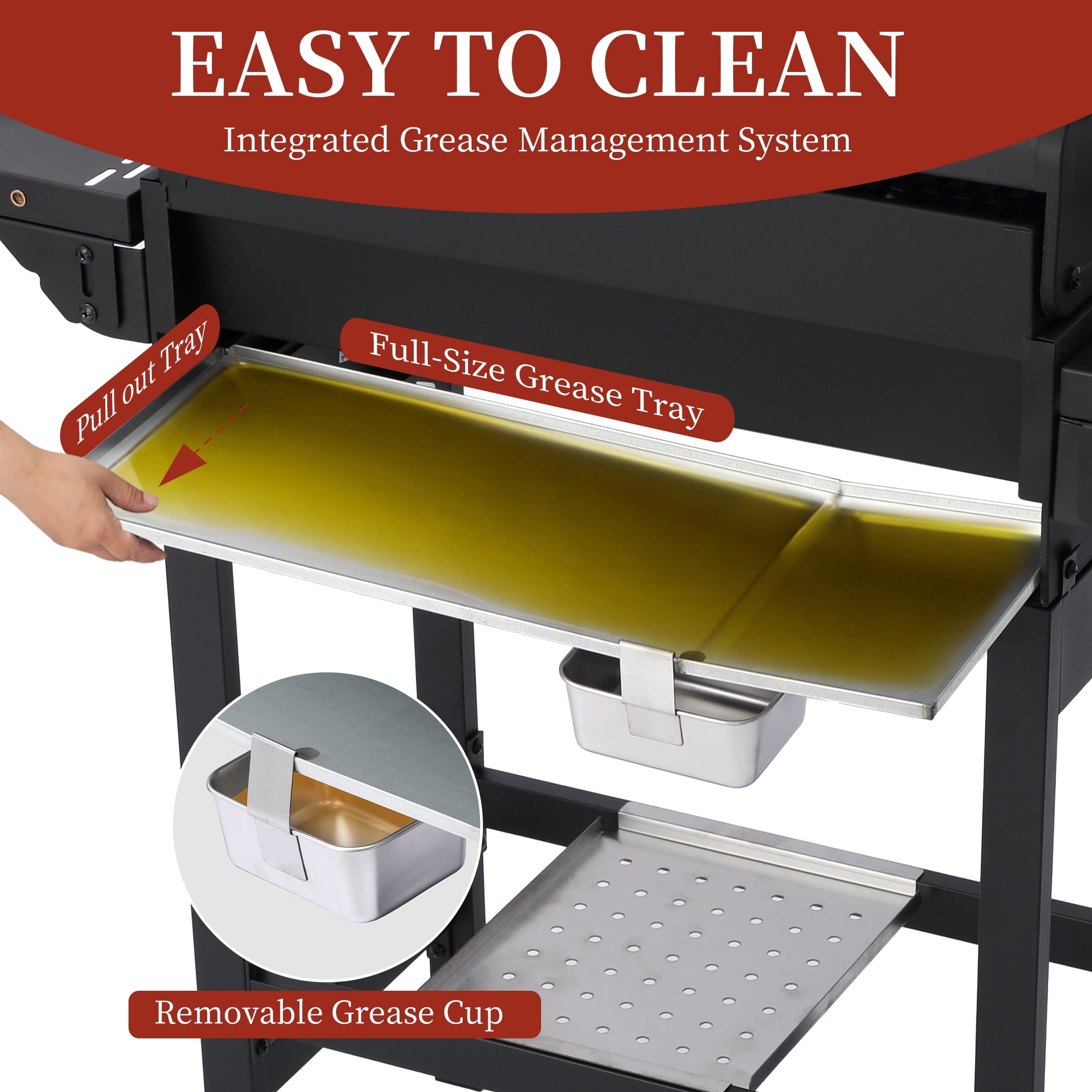 CIG GARDEN 4-Burner Propane Gas Grill with Folding Side Tables, Cast Iron Grates, and Stainless Steel Grill Pan CIG GARDEN