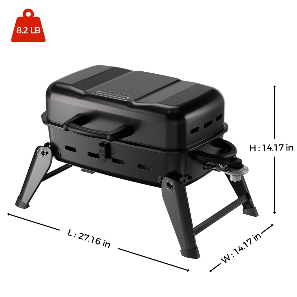MASTER COOK Portable Gas Grill, 10,000 BTU Outdoor Tabletop BBQ Propane Grill with Foldable Legs for  RV, Camping Master Cook