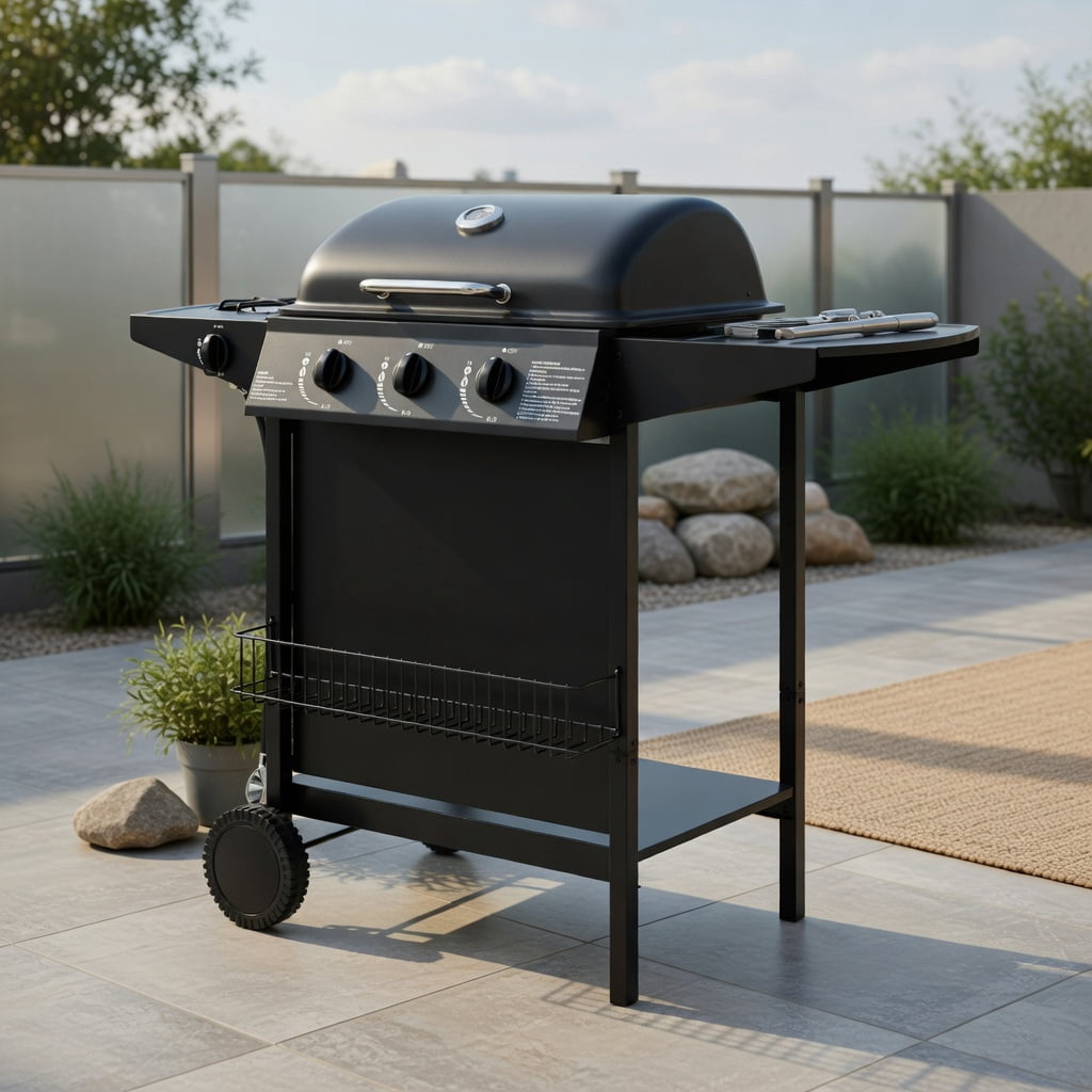 39,000 BTU Heavy-Duty Propane Gas Grill Wheels Black Stainless Steel Outdoor BBQ Grill for Patio & Backyard Kadyn